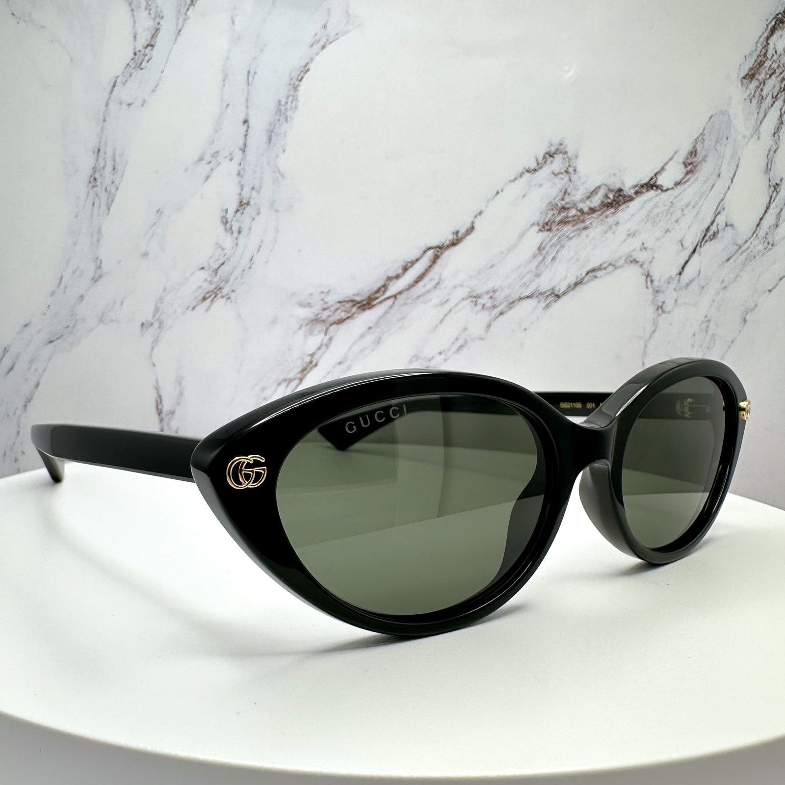 Gucci New GUCCI Sunglasses Black Cat Eye Gold Metal GG Logo Size ONE SIZE - 11 Thumbnail