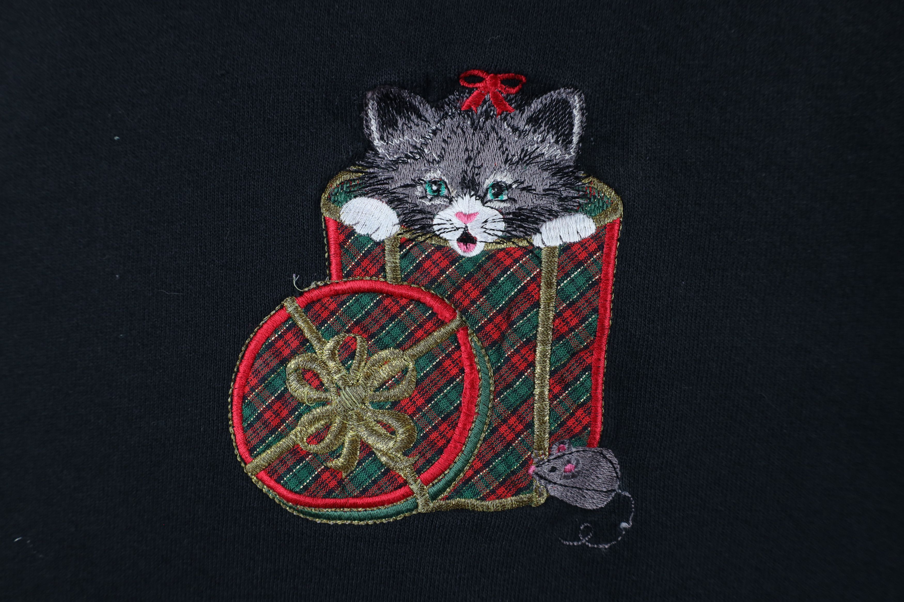 Vintage Vintage 90s Streetwear Cat Kitten Layered Sweatshirt Black Size L / US 10 / IT 46 - 4 Thumbnail