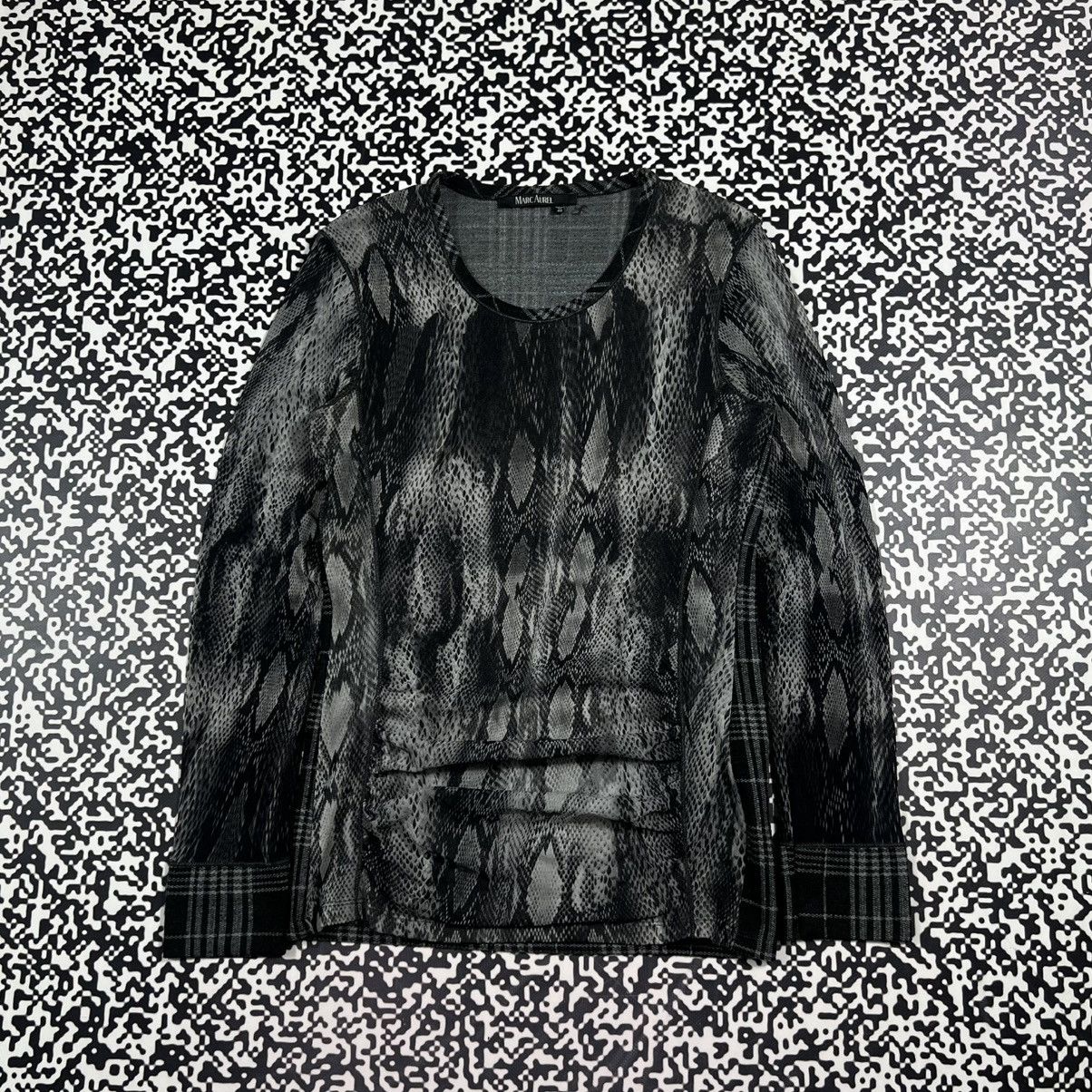 Japanese Brand Vintage Y2K Marc Aurel Snake Retro Mesh Longsleeve Size XL / US 12-14 / IT 48-50 - 4 Thumbnail