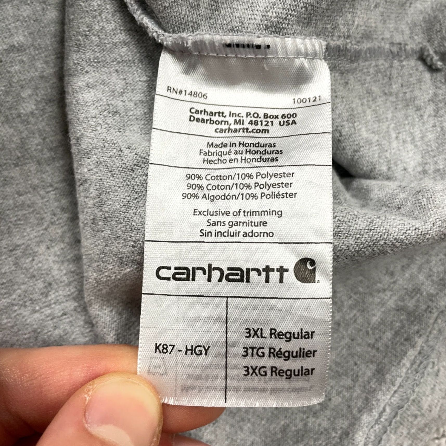 Carhartt VINTAGE Carhartt K87 Original Fit T-Shirt Men 3XL Gray Crew Neck Short Sleeve Pocket Tee Size US XXL / EU 58 / 5 - 7 Thumbnail