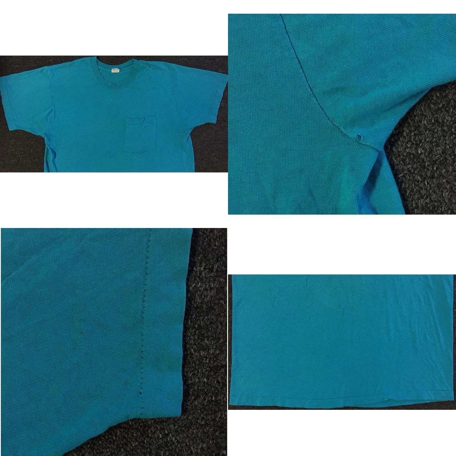 Fruit Of The Loom VINTAGE FOTL Shirt Mens L Blue 80s 90s Grunge Punk Surf Skate Distressed Single Stitch USA Made Size US L / EU 52-54 / 3 - 8 Thumbnail