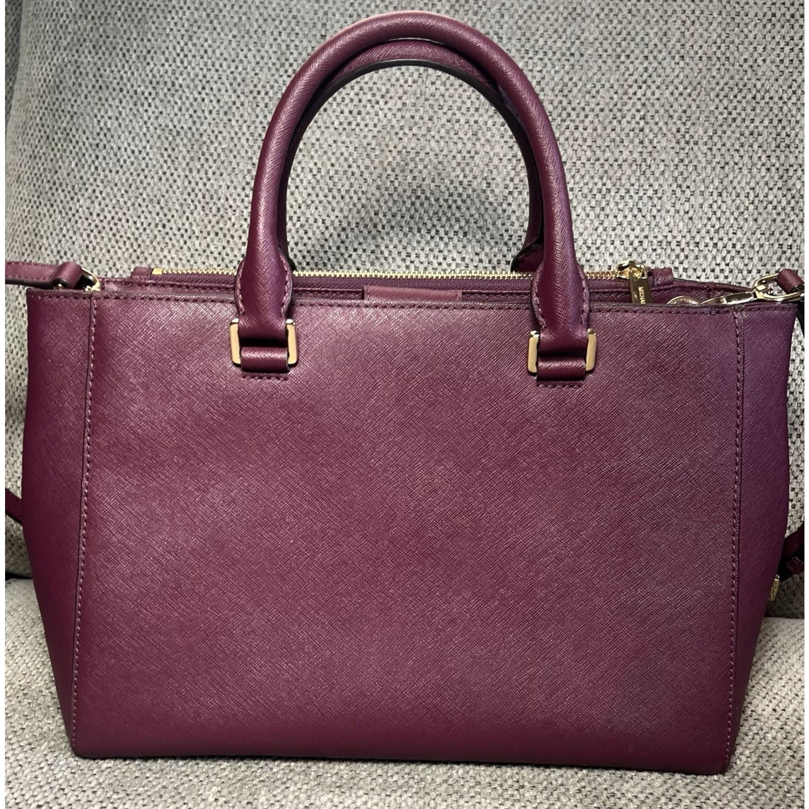 Michael Kors MICHAEL KORS Medium Kellen Saffiano Bag Burgundy Plum Leather Satchel Womens Size ONE SIZE - 7 Thumbnail