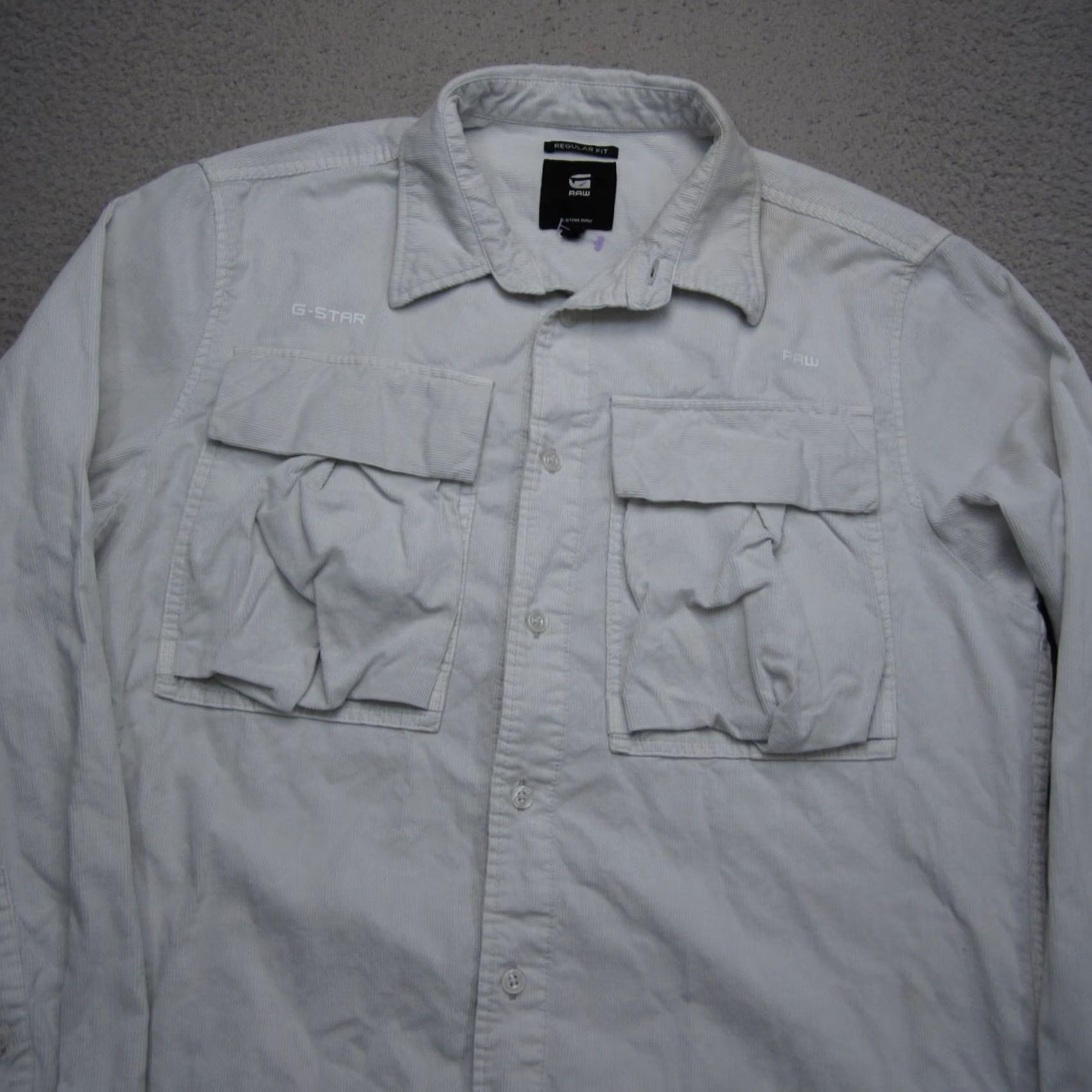 G-Star G Star Shirt Mens XL Gray Corduroy Submarine Pockets Utility Y2K Streetwear Shirt Button-Front Collared Long Sleeve Size US XL / EU 56 / 4 - 4 Thumbnail