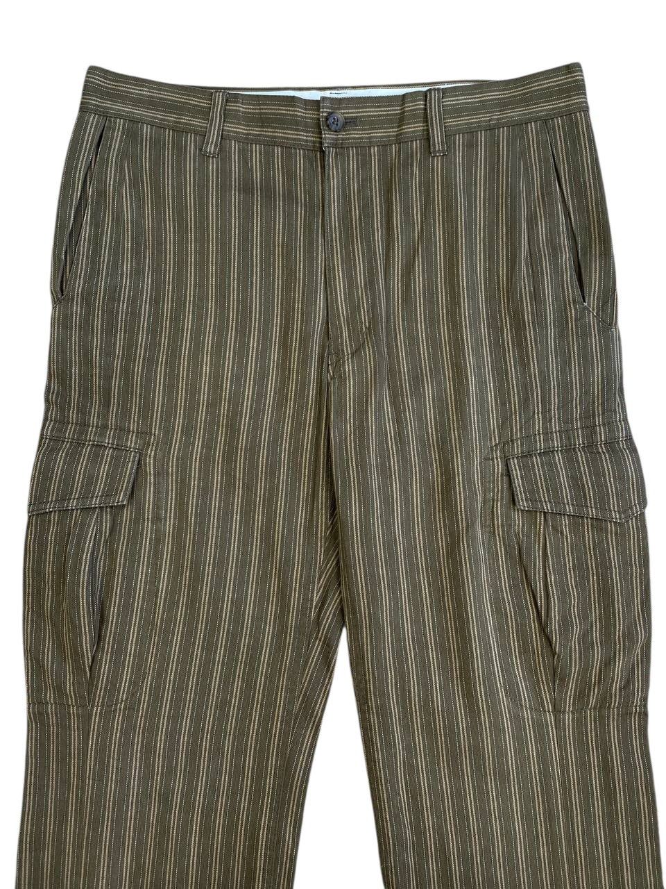 Yohji Yamamoto 90's AAR by Yohji Design Studio Green Pinstripe Cargo Pants Size US 30 / EU 46 - 2 Thumbnail