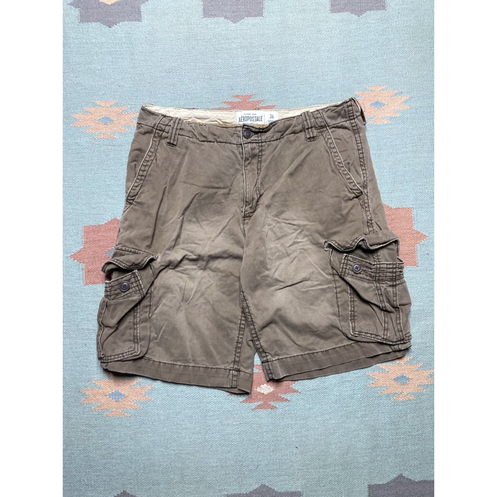 Vintage VINTAGE Aeropostale Cargo Shorts Baggy Skater Utility Tech Wide Leg 38 Brown Mens Cargo Shorts 38 Size US 38 / EU 54 - 5 Thumbnail