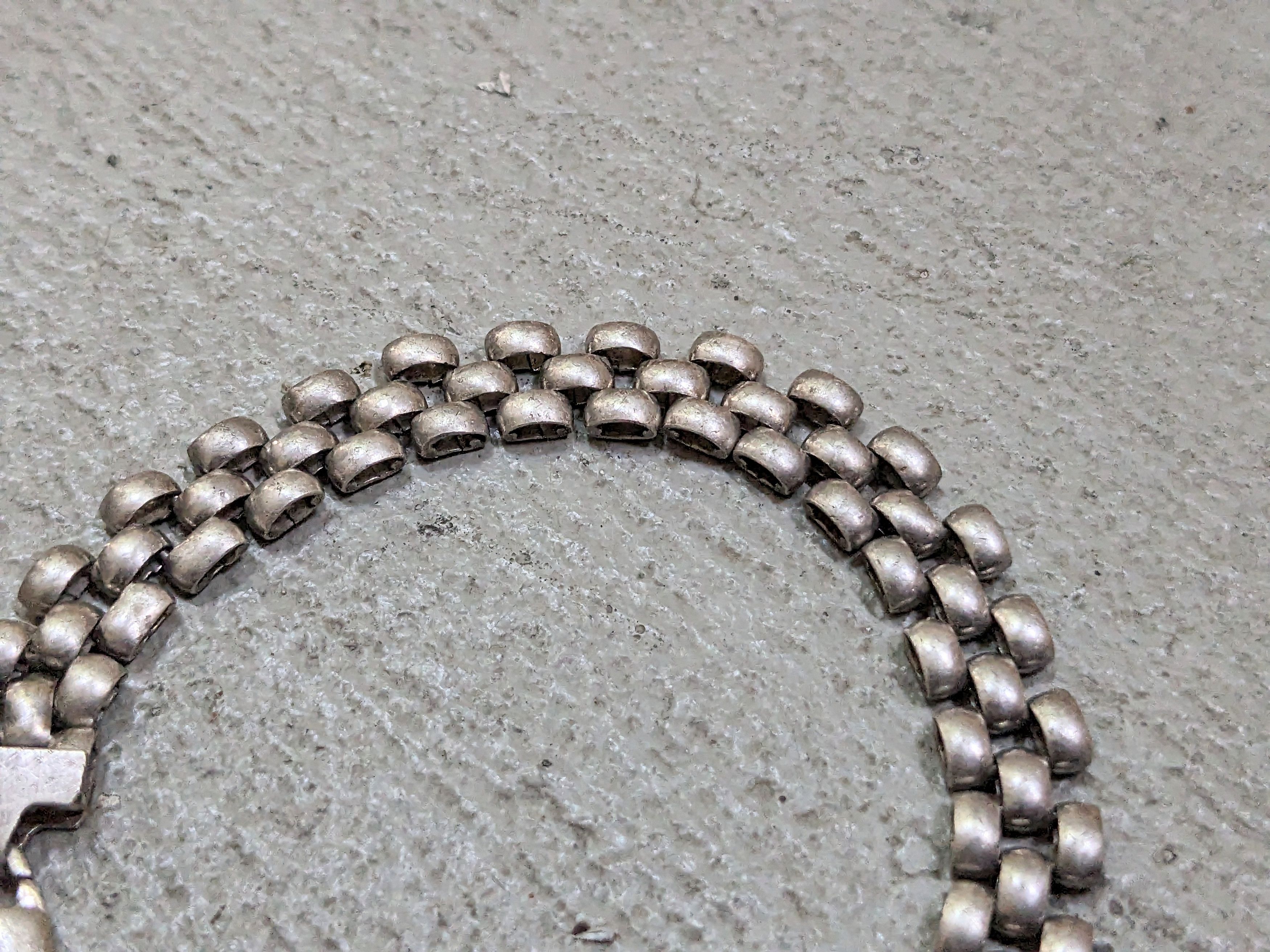 Jewelry Vintage Sterling Silver Bracelet Panther Chain Link 7.25" Size ONE SIZE - 4 Thumbnail