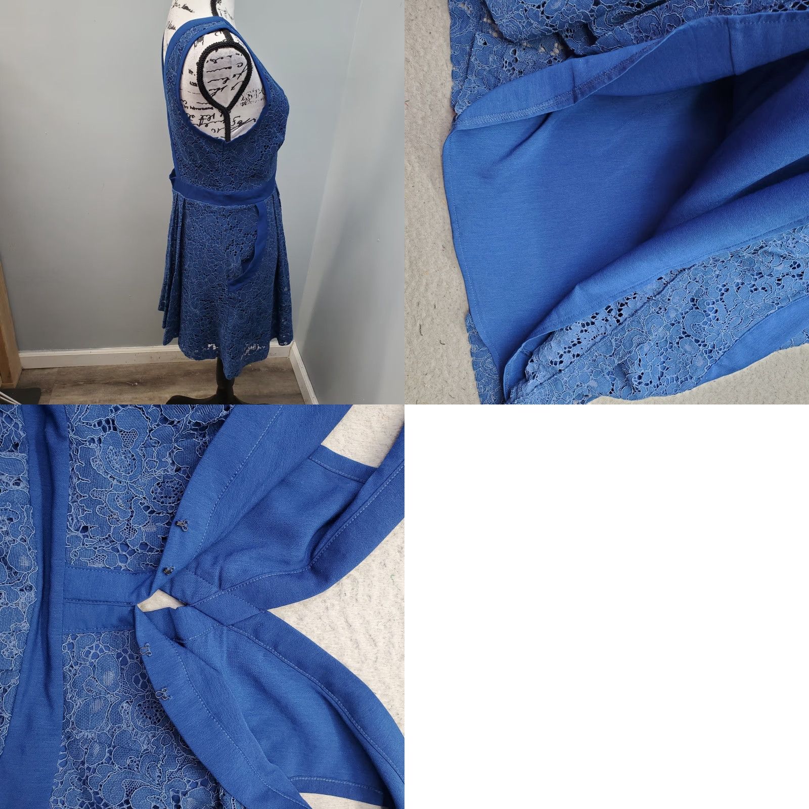 Free People Free People Dress Womens S Blue Lace Lined Plunge V Neck Cross Back Shirt Sleeveless Summer Casual Party/Cocktail Womens Size S Size S / US 4 / IT 40 - 8 Thumbnail