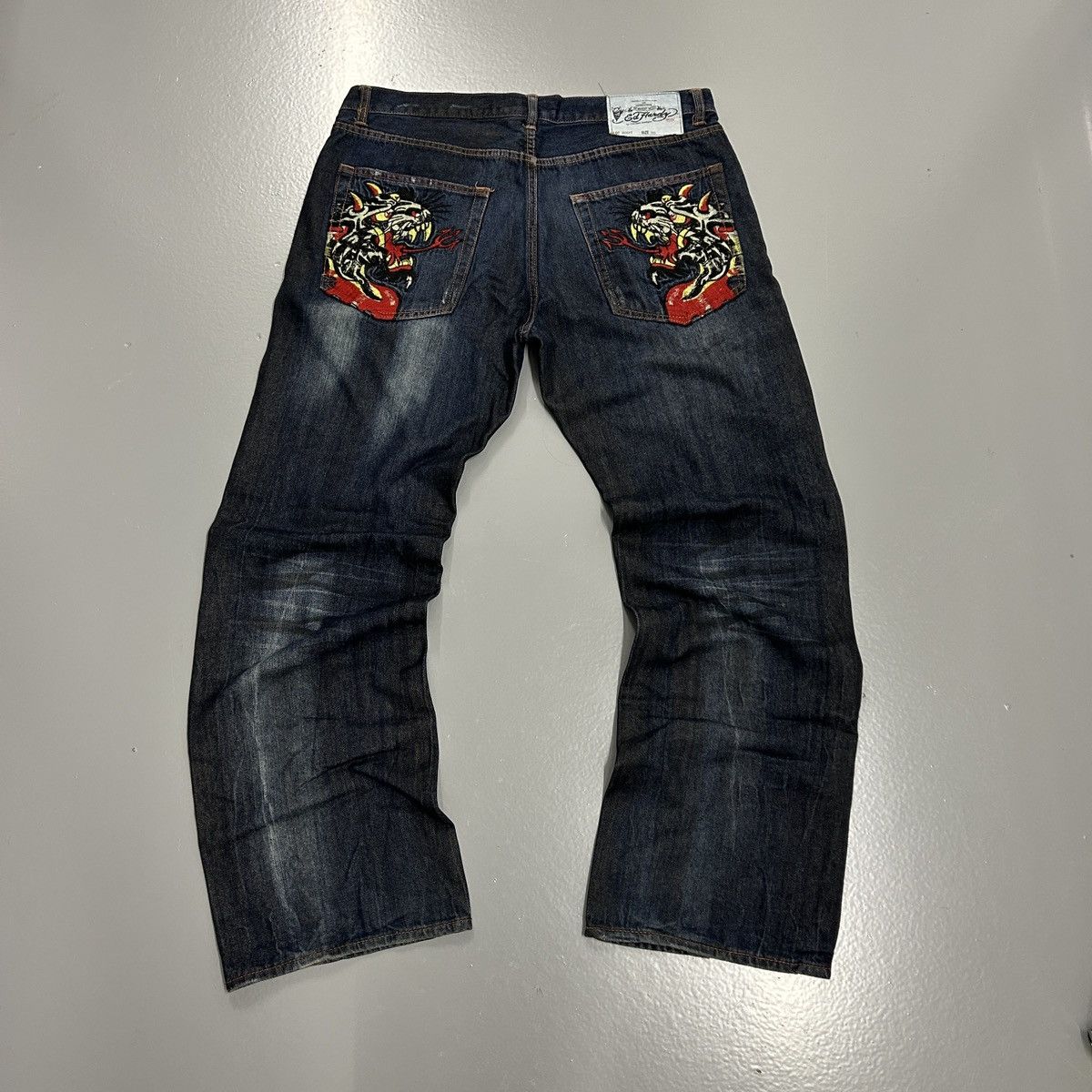 Vintage Crazy vintage rare baggy Ed hardy devil flame baggy jeans | Grailed