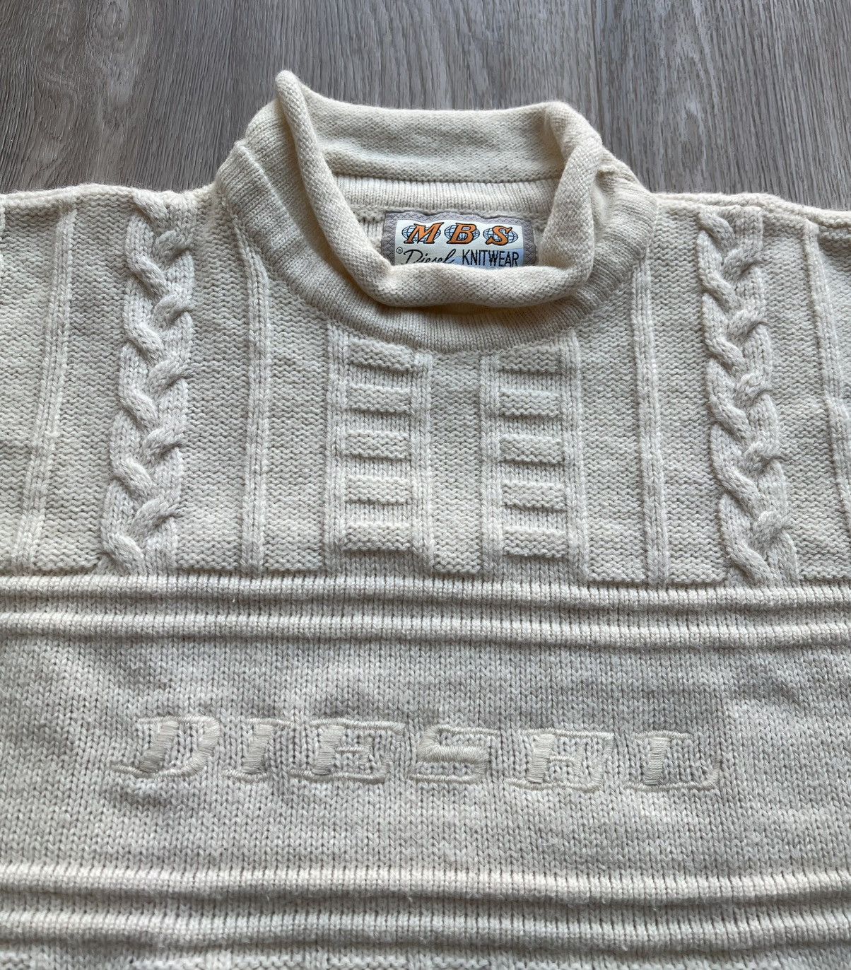 Diesel × Vintage Vintage Diesel Cable Knit Sweater Big Center Logo Size US M / EU 48-50 / 2 - 3 Thumbnail