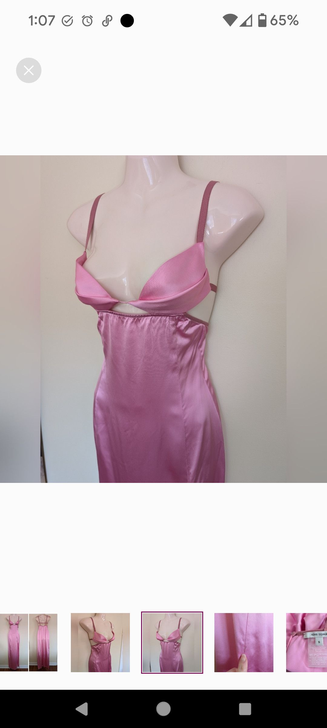 Nensi Dojaka Nensi Dojaka Double Petal Satin Maxi Dress Pink Small Size S / US 4 / IT 40 - 7 Thumbnail
