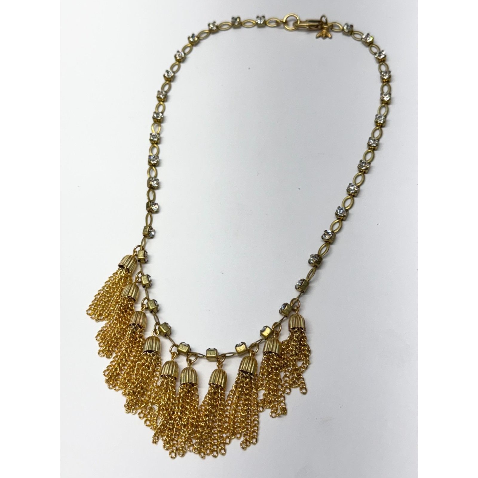Vintage Vintage rhinestone chain tassel fringe collar necklace Size ONE SIZE - 3 Thumbnail
