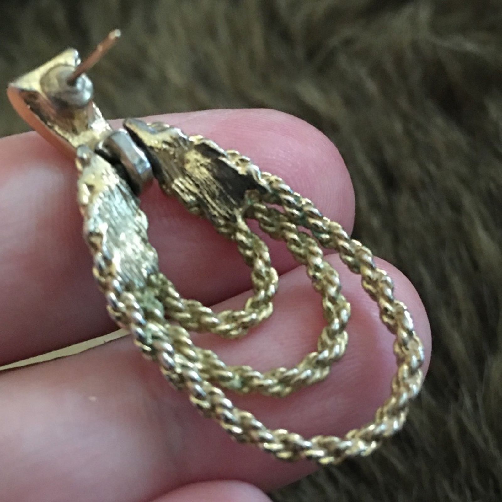 Vintage Vintage gold tone rope design pierced earrings Size ONE SIZE - 4 Thumbnail