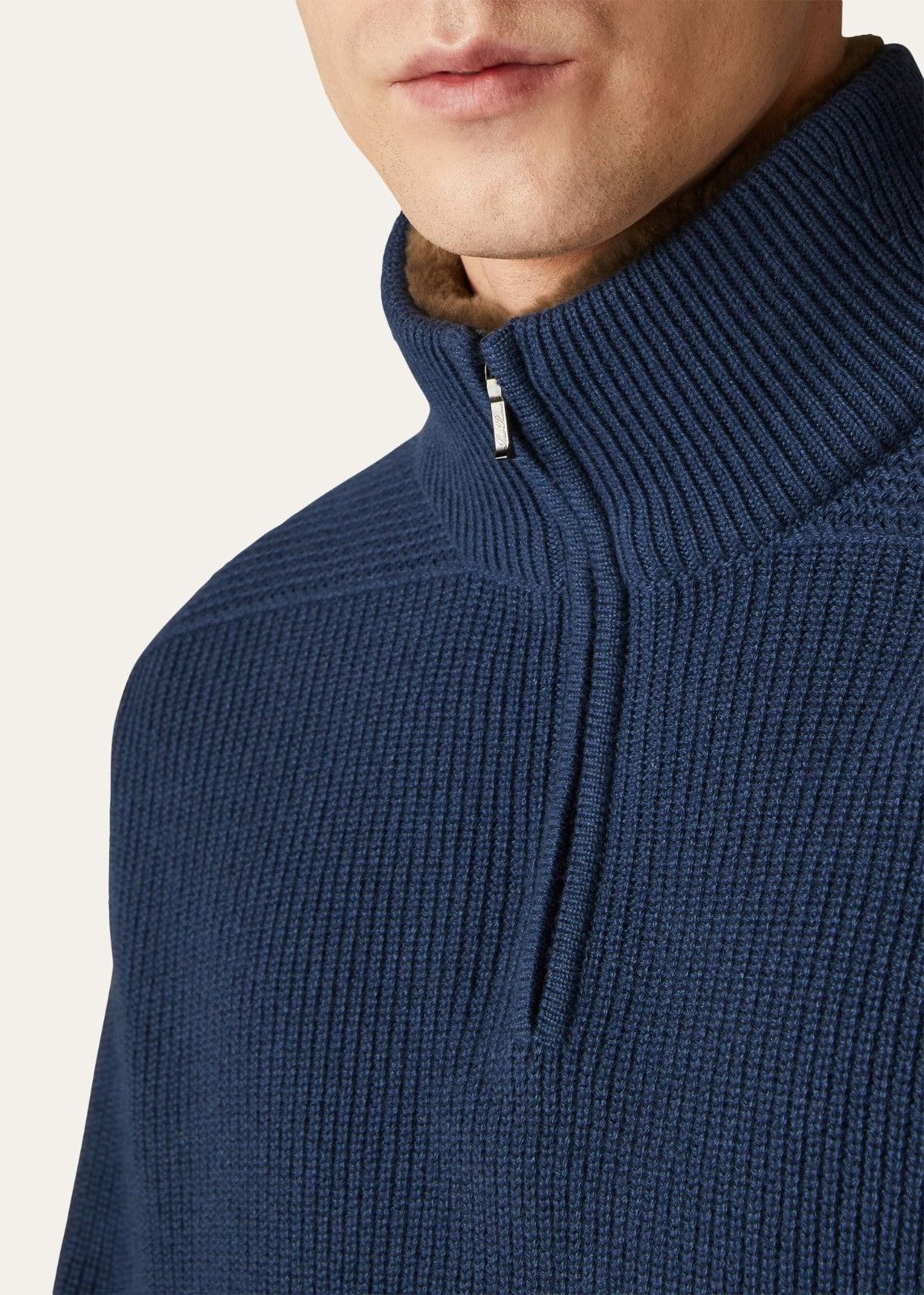 Loro Piana o1srvl11e1224 Mezzocollo Half Zip Sweater in Navy Blue Size US S / EU 44-46 / 1 - 5 Thumbnail