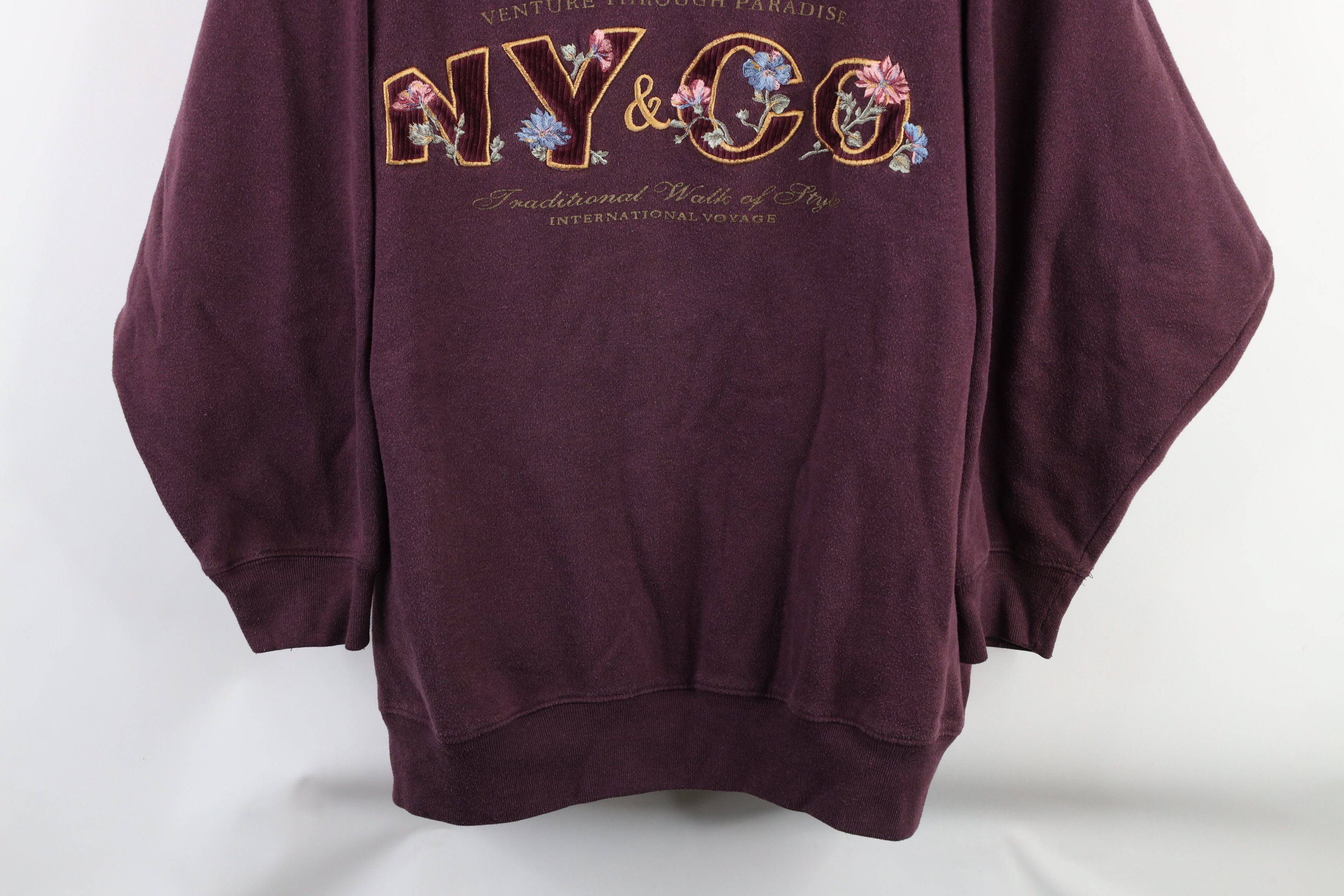 Vintage Vintage 90s Streetwear New York Flower Corduroy Sweatshirt Size XL / US 12-14 / IT 48-50 - 3 Thumbnail
