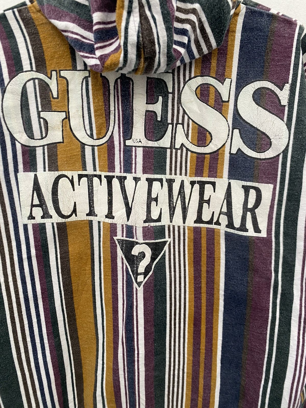 Georges Marciano × Guess × Vintage VINTAGE GUESS ACTIVE USA STRIPE BUTTON UP HOODIES Size US L / EU 52-54 / 3 - 4 Thumbnail