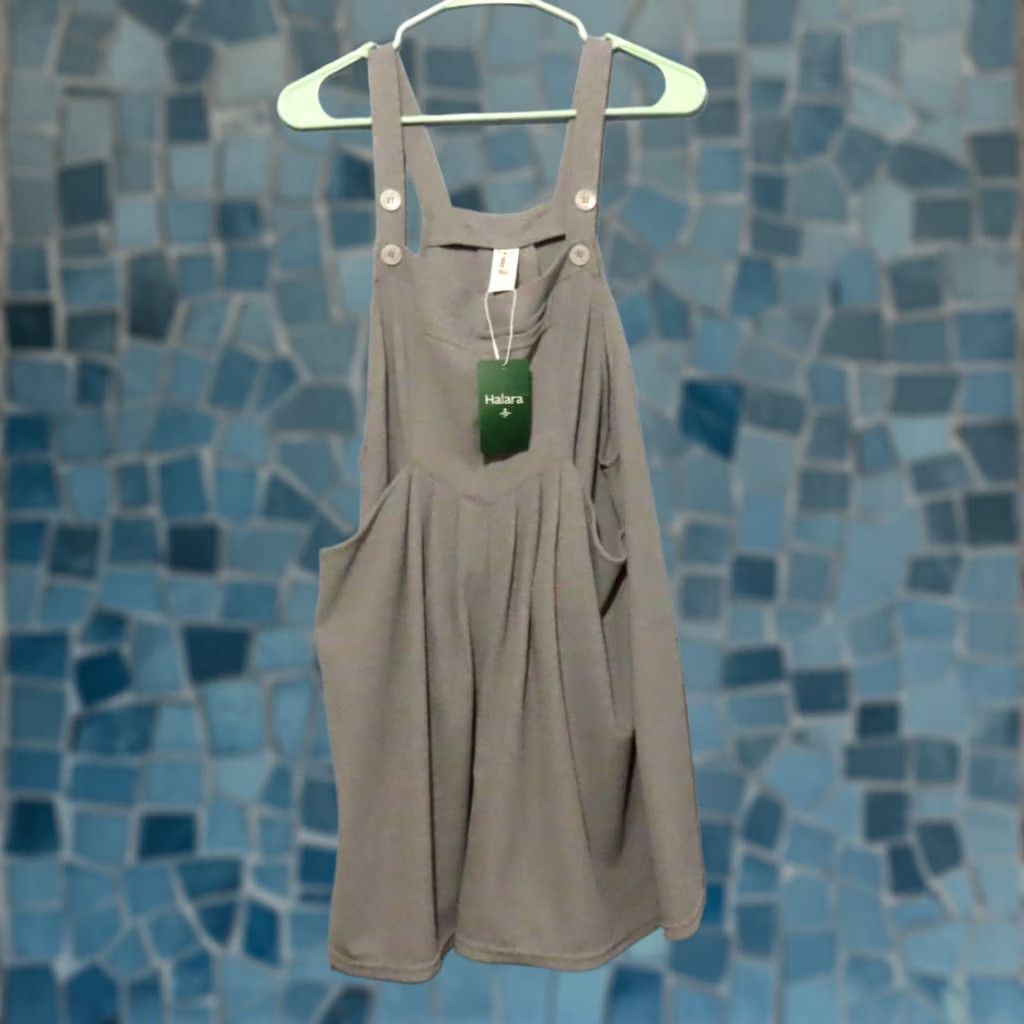 Vintage Halara Overalls Waffle Casual Adjustable Strap Button Multiple Pockets Gray L Women Bohemian One-Piece Sleeveless Wide-Leg Size 36" / US 14 / IT 50 - 1 Thumbnail