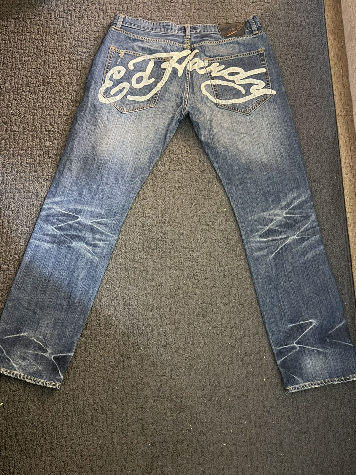 Ed Hardy back print baggy jeans