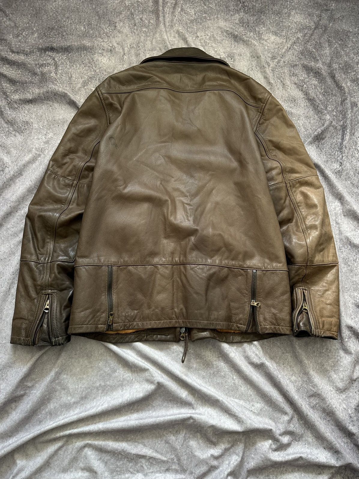 Giorgio Armani Armani Jeans Mens Leather Jacket Brown Full Zip Heavyweight Size US M / EU 48-50 / 2 - 17 Thumbnail