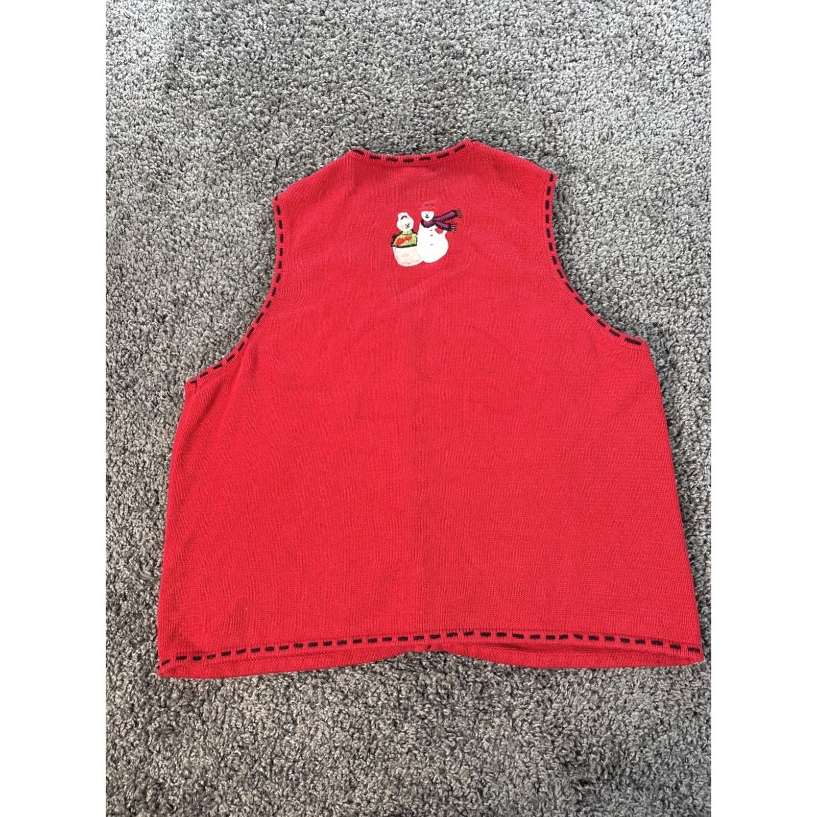 Vintage VINTAGE Hamshire Studio Sweater Womens 2X Red Christmas Vest Button Chunky Size XXL / US 16-18 / IT 52-54 - 5 Thumbnail