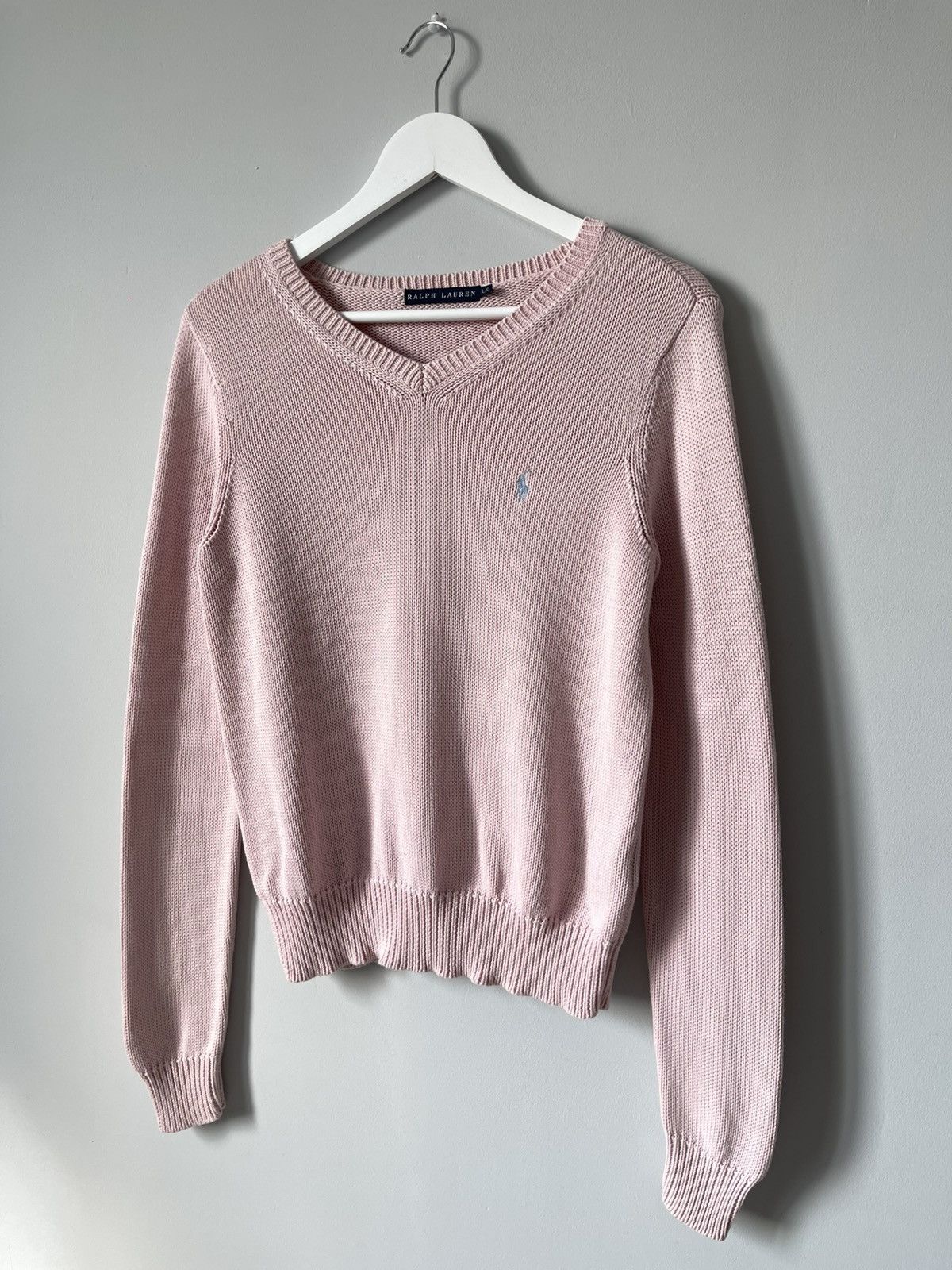 Ralph Lauren Vintage Ralph Lauren 90's Light Pink Cotton Knitted Sweater Size L / US 10 / IT 46 - 3 Thumbnail