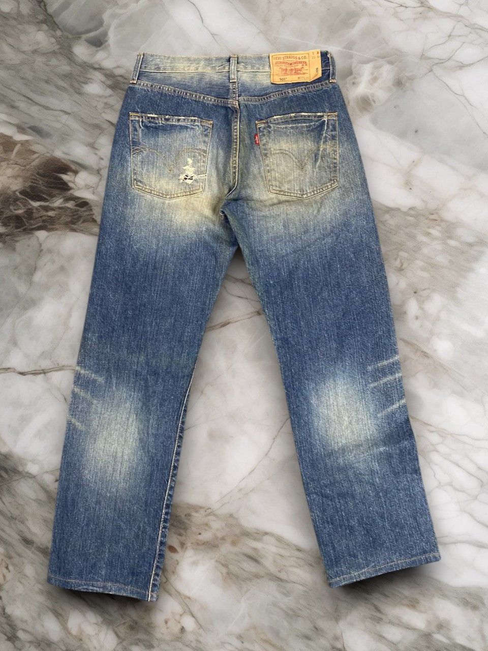 Levi's vintage levis 501 distressed denim nice design Size US 31 - 2 Thumbnail