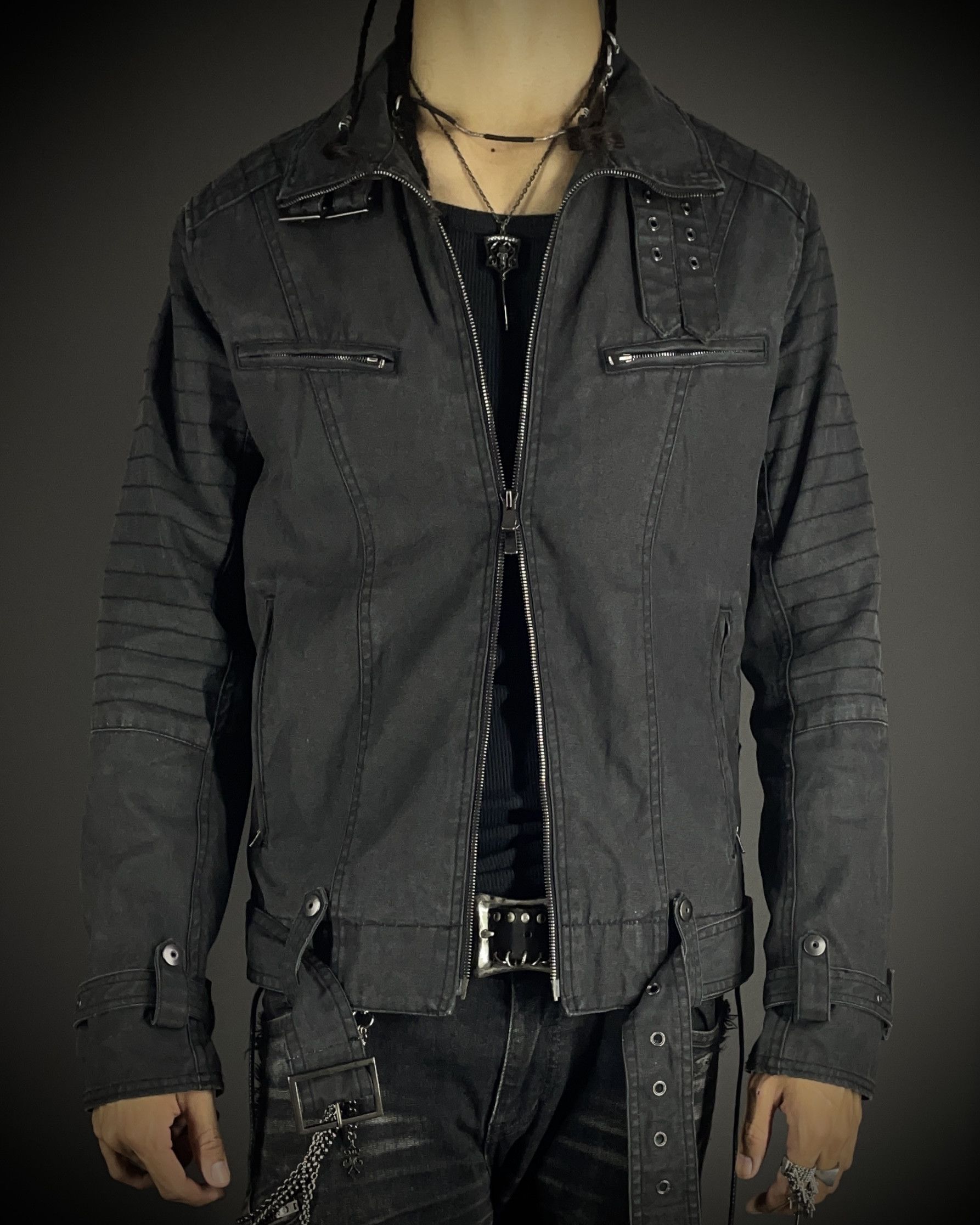 Schlussel Schlüssel Back Lace Up Rider Faded Canvas Jacket Size US L / EU 52-54 / 3 - 1 Thumbnail