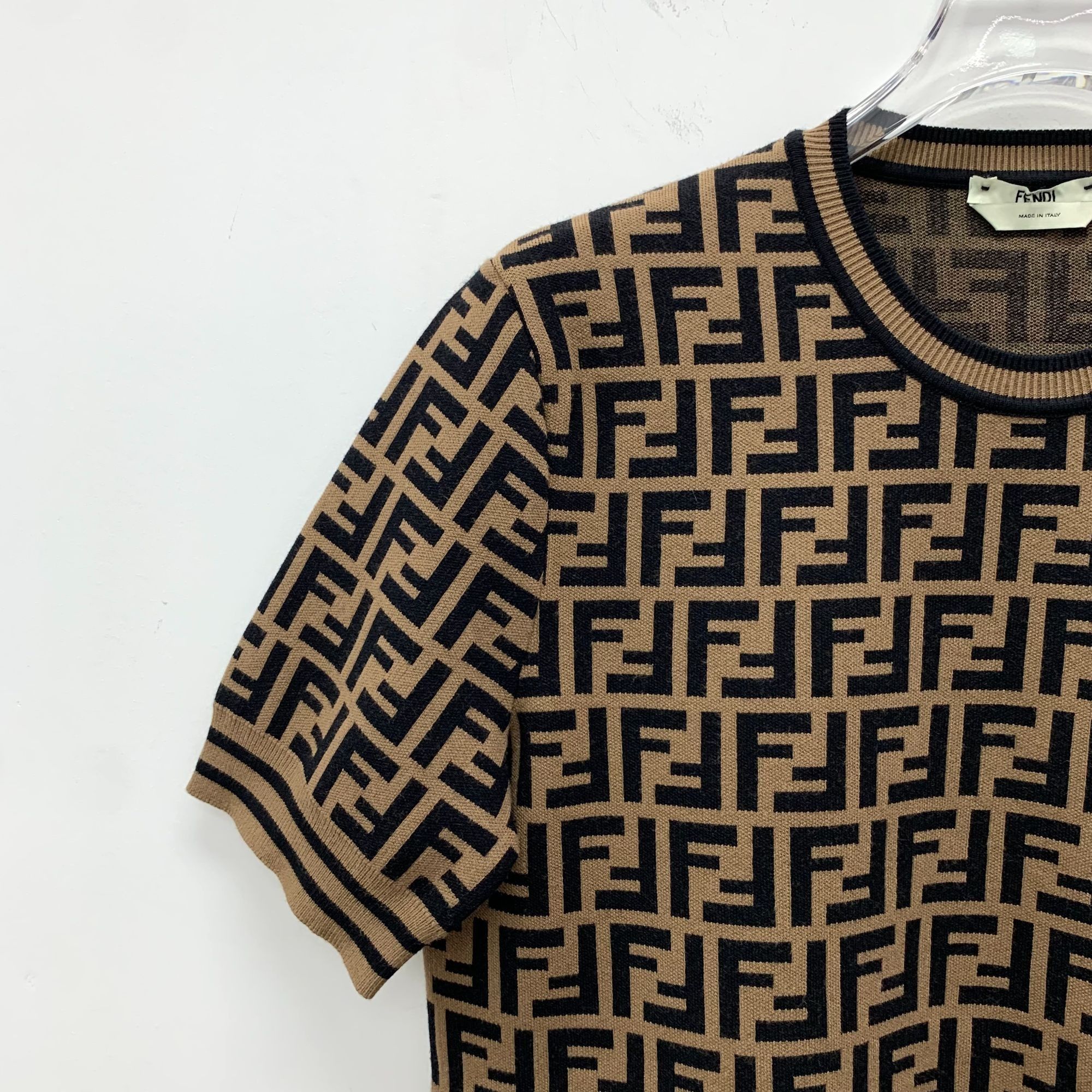 Fendi Fendi Roma Dark Brown & Black Logo Full Print Short-Sleeve K Size L / US 10 / IT 46 - 7 Thumbnail