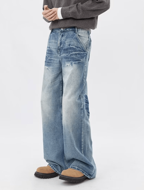 Japanese Brand × Jean American retro washed lightning pattern trendy jeans Size US 32 / EU 48 - 3 Thumbnail