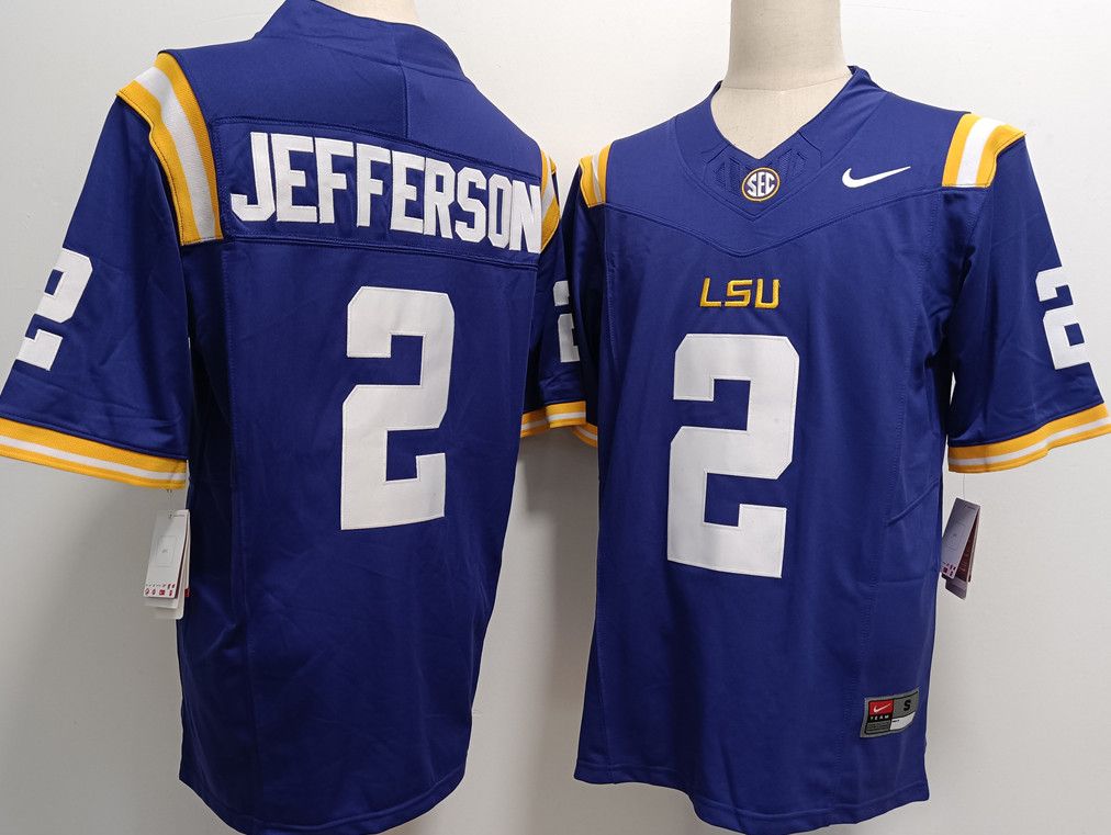 Men's LSU Tigers #2 Justin Jefferson Purple Jersey