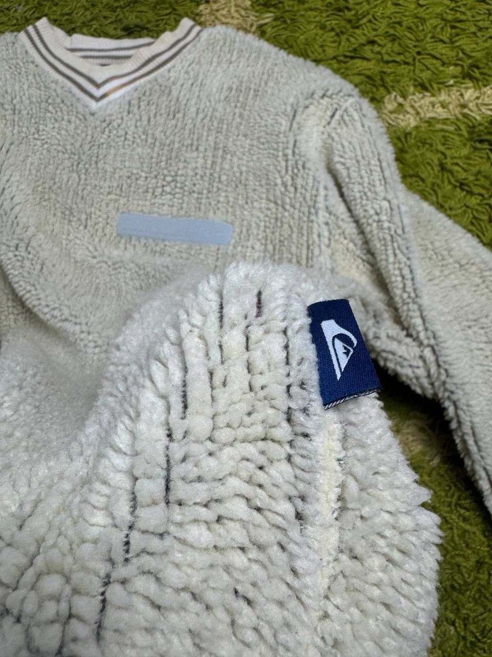Quiksilver Rare 90s Quiksilver XL v-Neck Cream Sherpa Fleece Pulover Size US XL / EU 56 / 4 - 11 Thumbnail