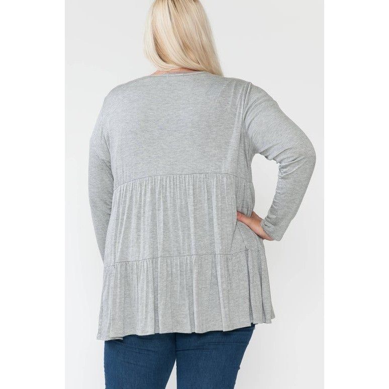 Other Womens Plus Size 1X Gray Tiered Open Cardigan Sweater Size XL / US 12-14 / IT 48-50 - 4 Thumbnail