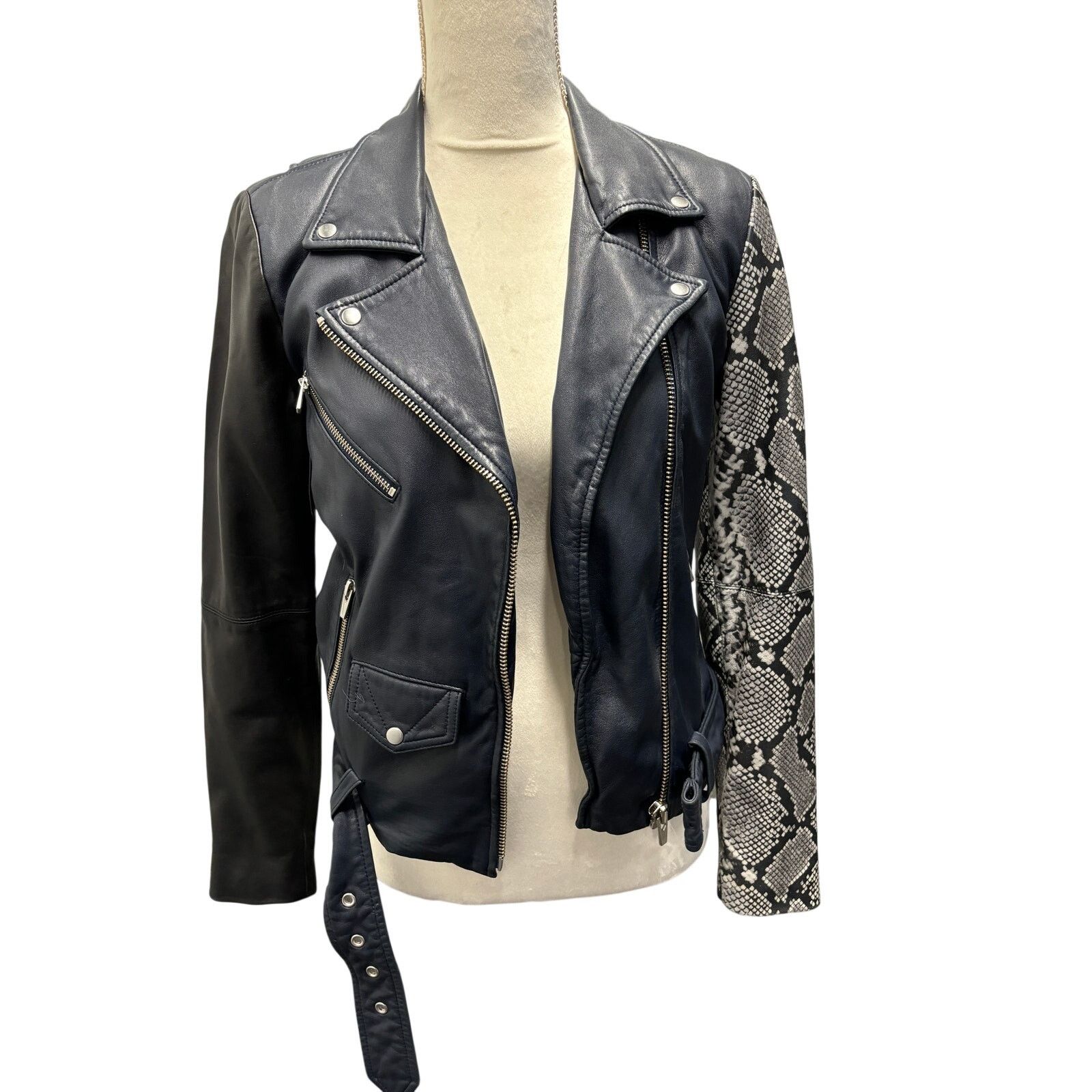 VEDA Veda Jayne Lambskin Snake-Print Moto Jacket Size S Size S / US 4 / IT 40 - 2 Thumbnail