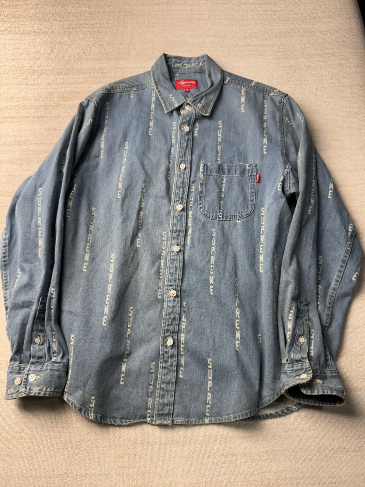 Supreme Supreme logo stripe jacquard denim shirt M Size US M / EU 48-50 / 2 - 1 Thumbnail