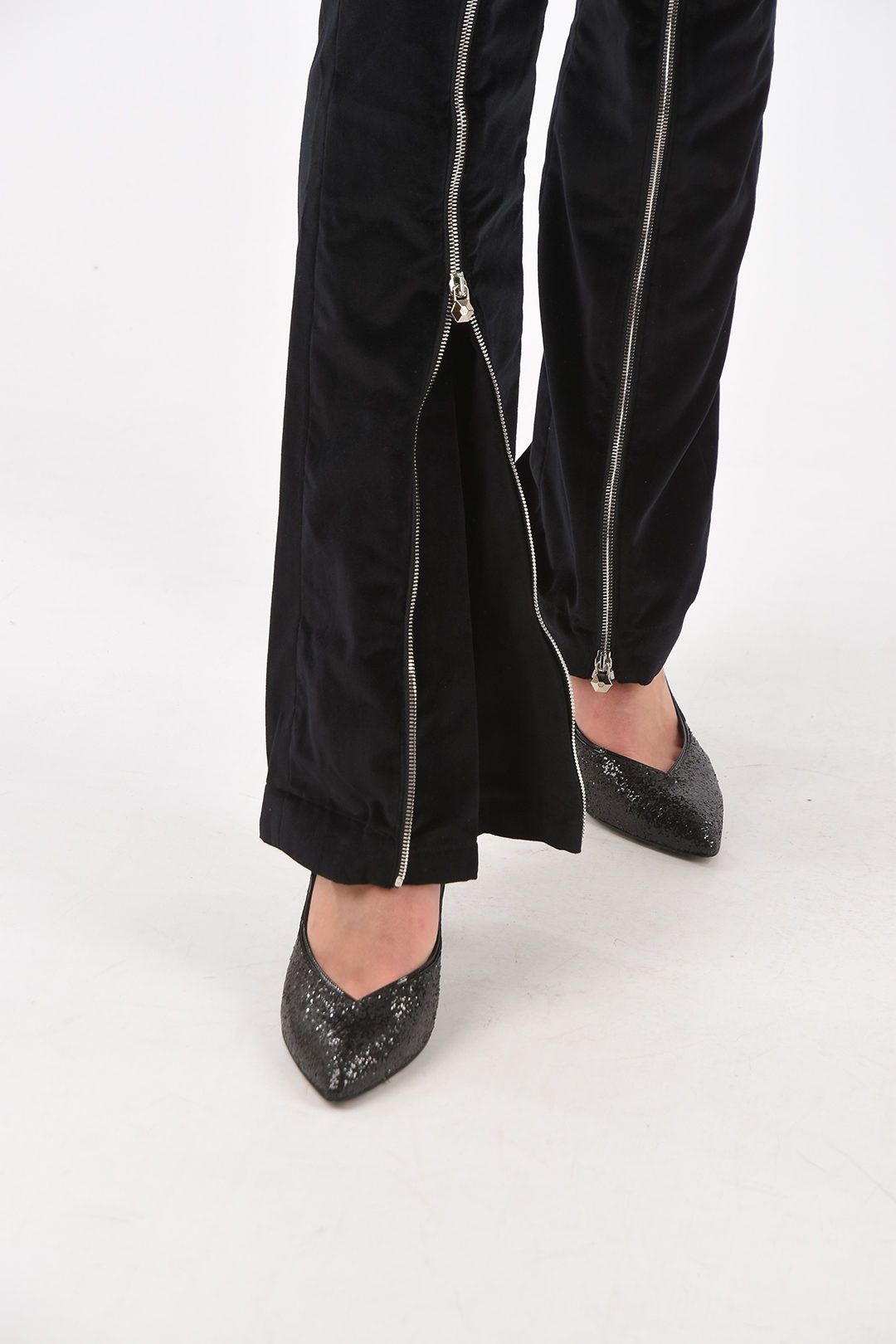 Philipp Plein og1mm0824 Velvet Pants With Front Zips in Black Size 32" / US 10 / IT 46 - 4 Thumbnail