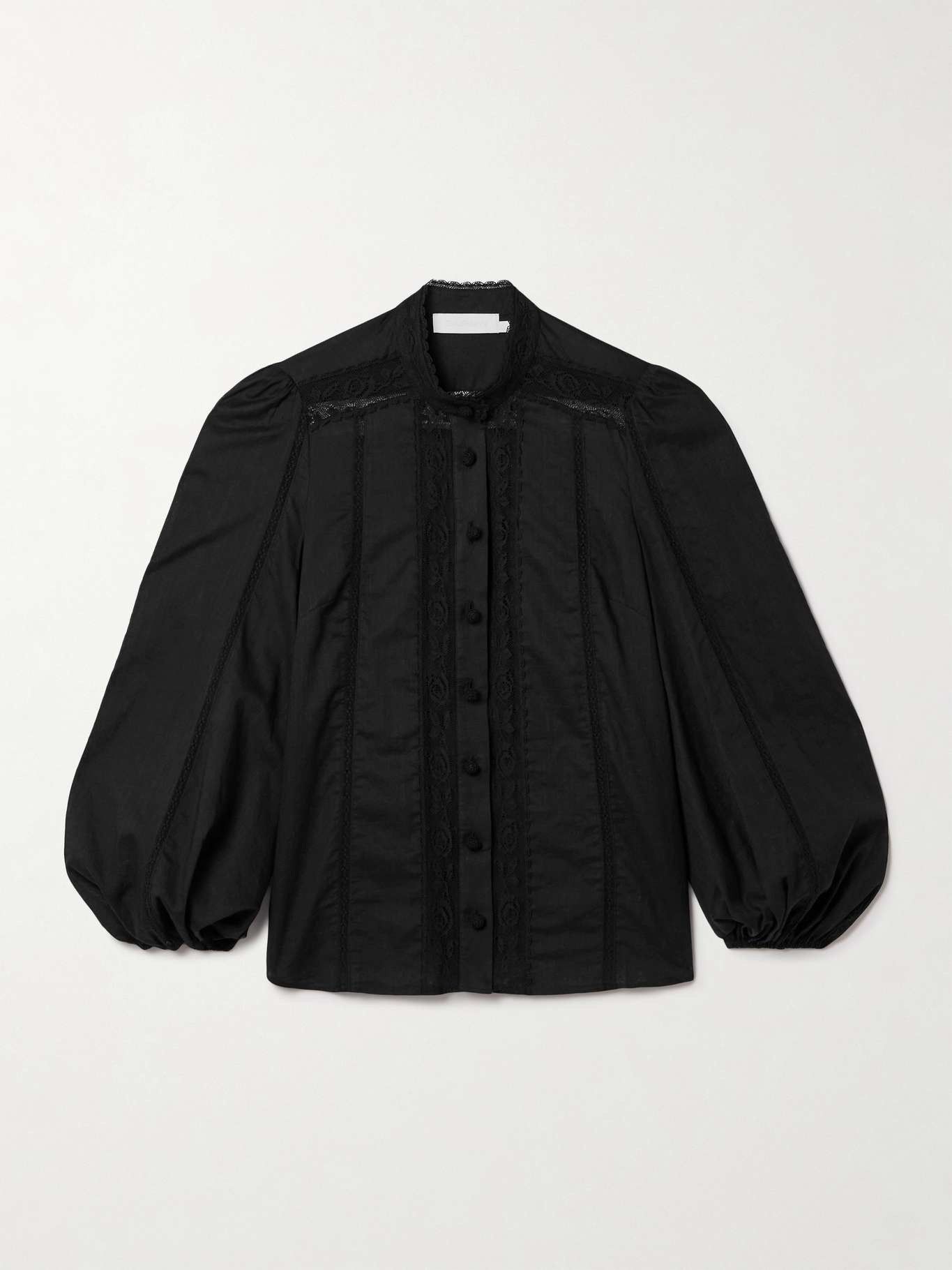 Zimmermann oc11z0226 Halliday Lace-Trimmed Cotton-Voile Shirt In Black Size S / US 4 / IT 40 - 1 Thumbnail