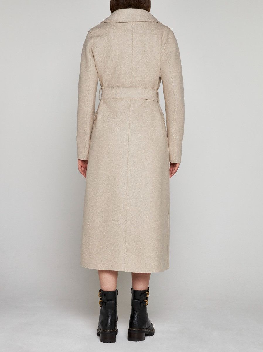 Harris Wharf London o1s22i1n1024 Pressed Wool Long Coat in Beige Size S / US 4 / IT 40 - 3 Thumbnail