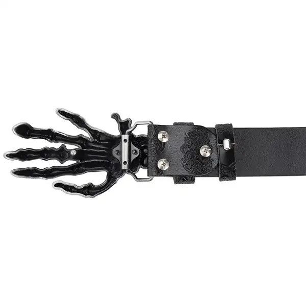 Japanese Brand Isshiki x eko Rhinestone Skeleton Hand PU Leather Belt Size ONE SIZE - 6 Thumbnail