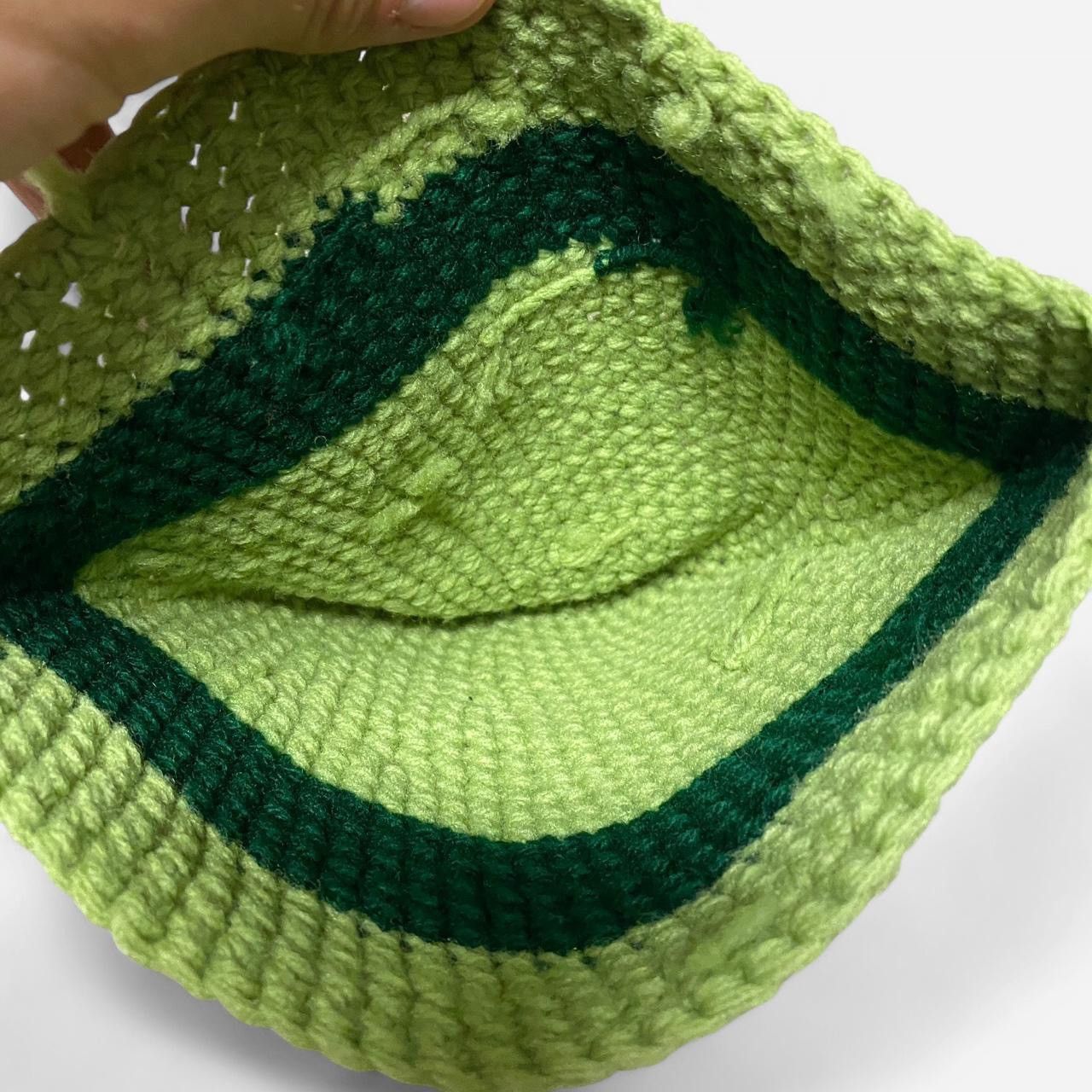 Other Vintage handmade lime and dark green stripped beanie Size ONE SIZE - 3 Thumbnail