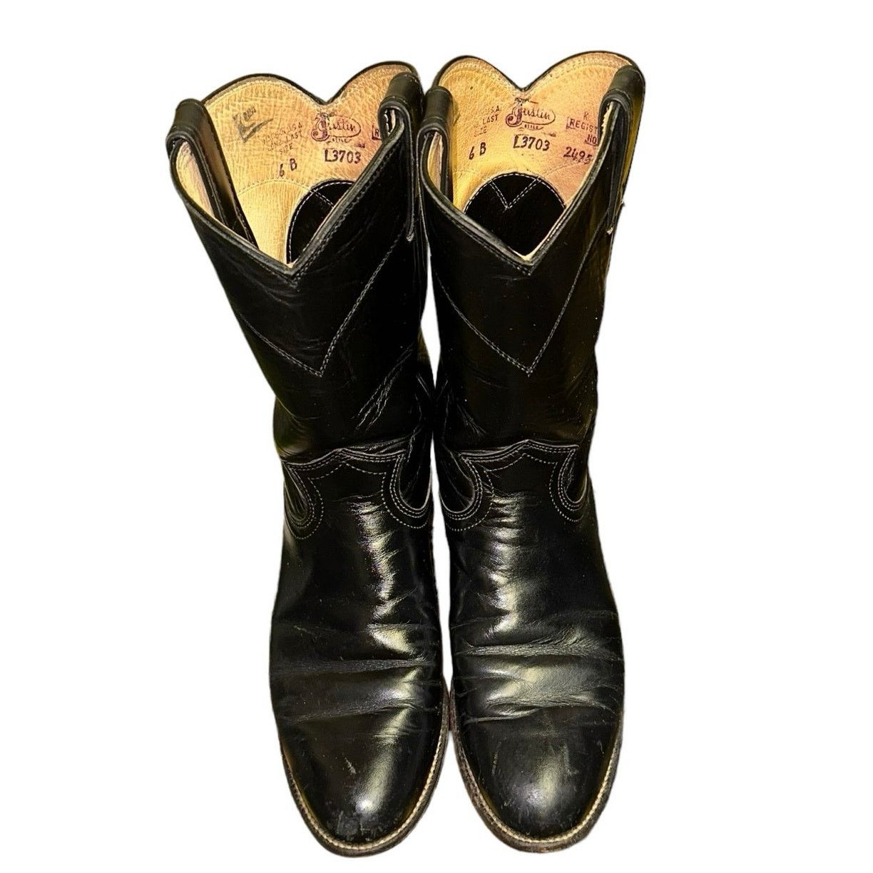 Justin Justin Black Classic Roper Boots Size US 6 / IT 36 - 3 Thumbnail