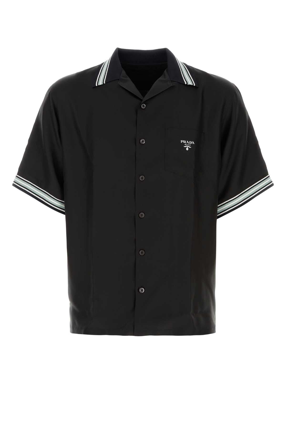image of Prada Black Twill Shirt, Men's (Size Medium)