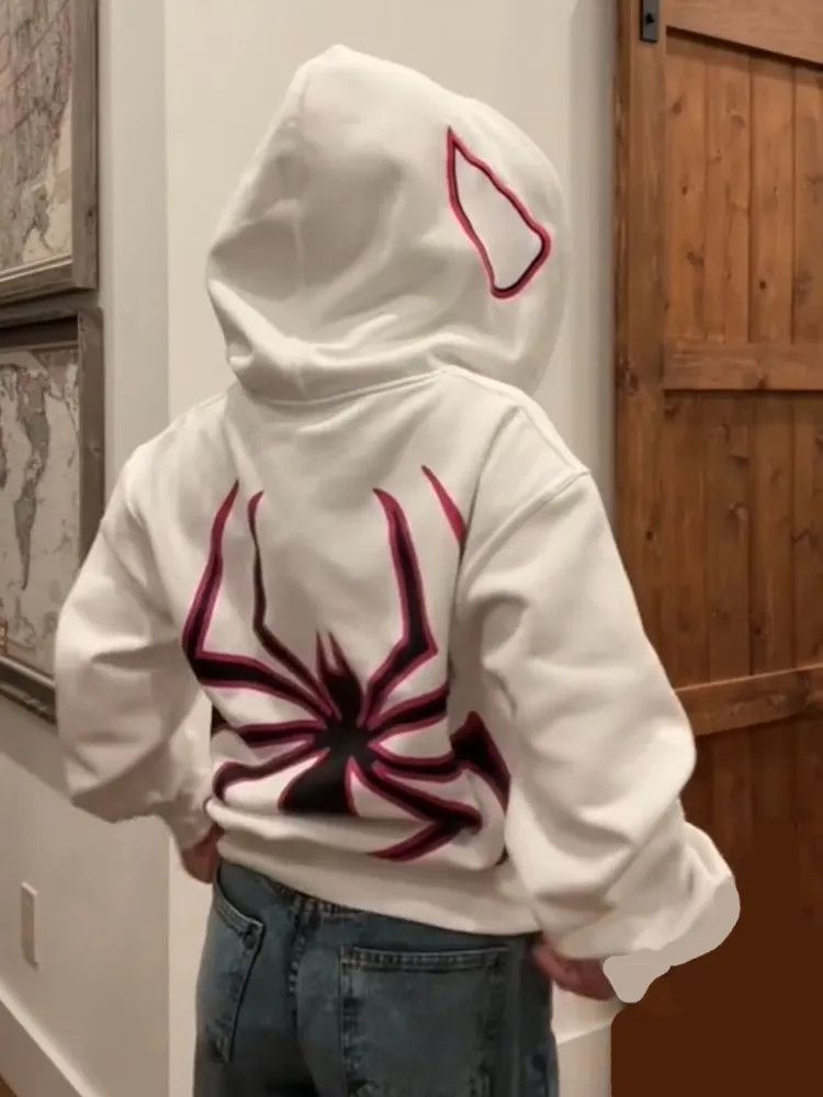 Y2K White Spider full zip hoodie