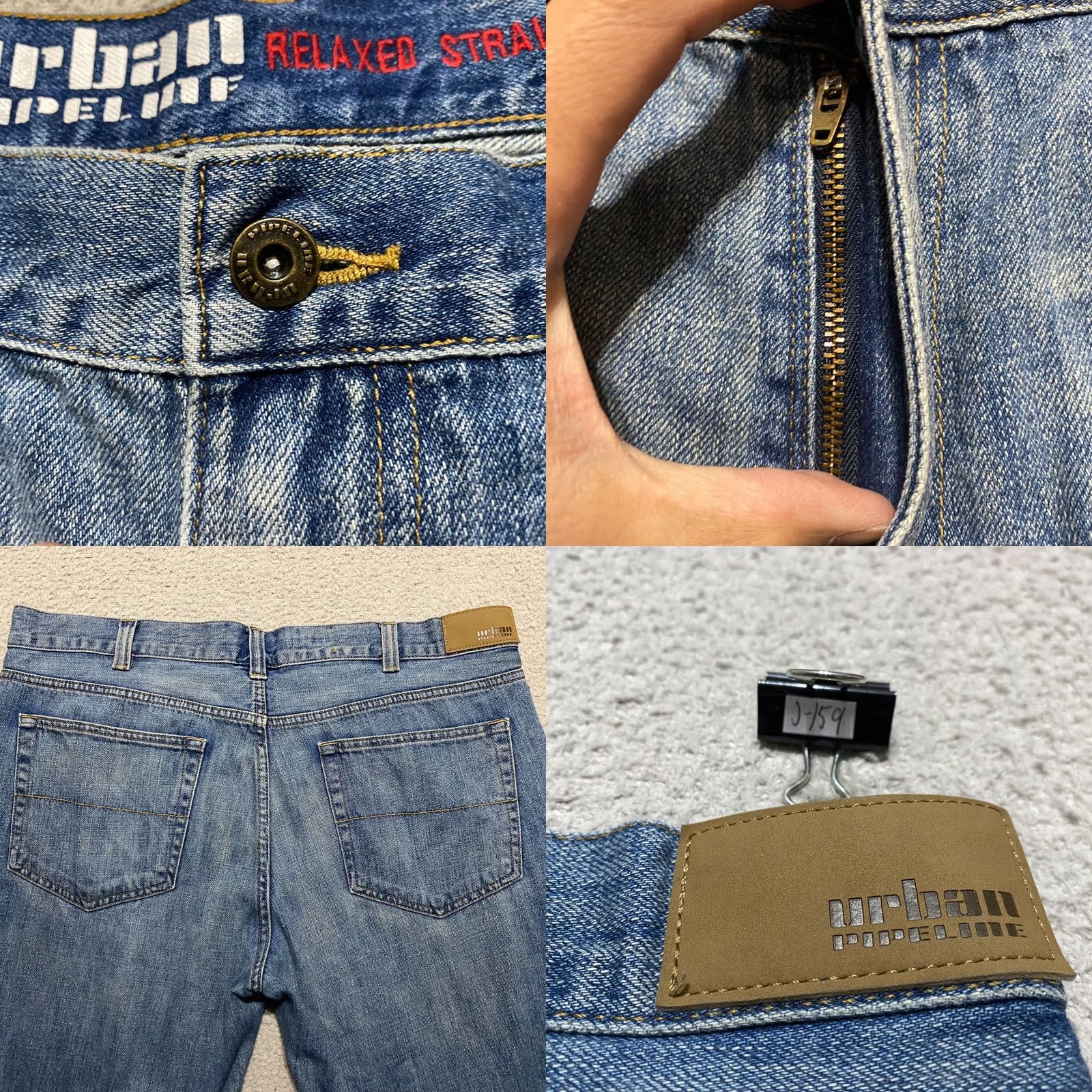 Vintage Urban Pipeline Jeans Blue Denim Relaxed Slim? 38x30 Straight Mid Rise Men Regular 5-Pocket Denim Blue Medium Wash Size US 38 / EU 54 - 8 Thumbnail