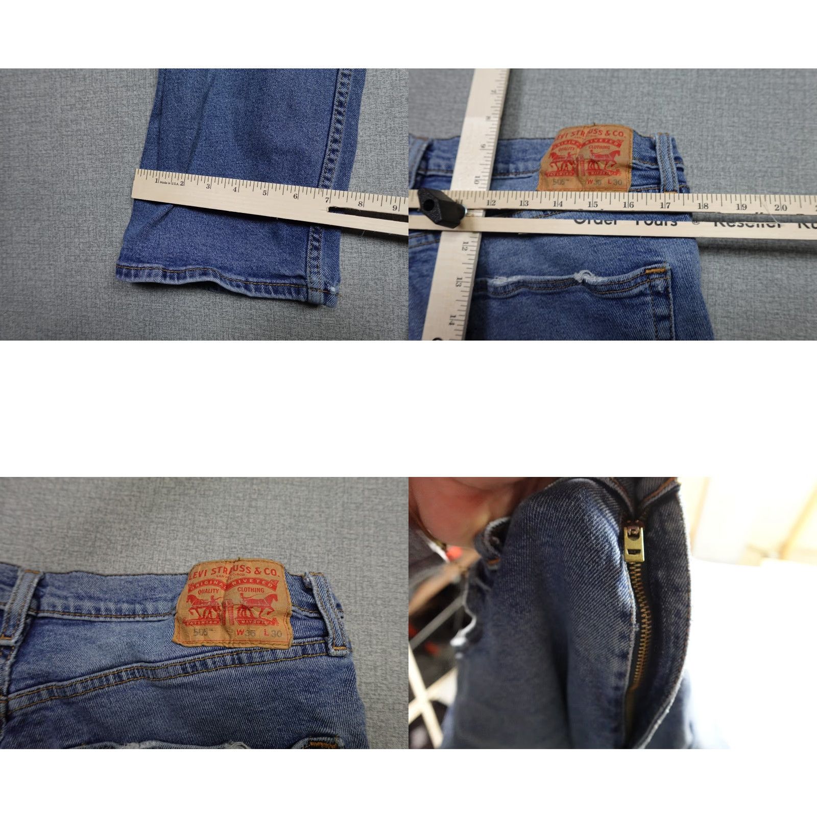 Levi's Levi's 505 Jeans Mens 36x30 Blue Regular Fit Western Cowboy Rancher Light Wash Denim Straight 5-Pocket Comfort Stretch Jeans Mens Size US 36 / EU 52 - 8 Thumbnail