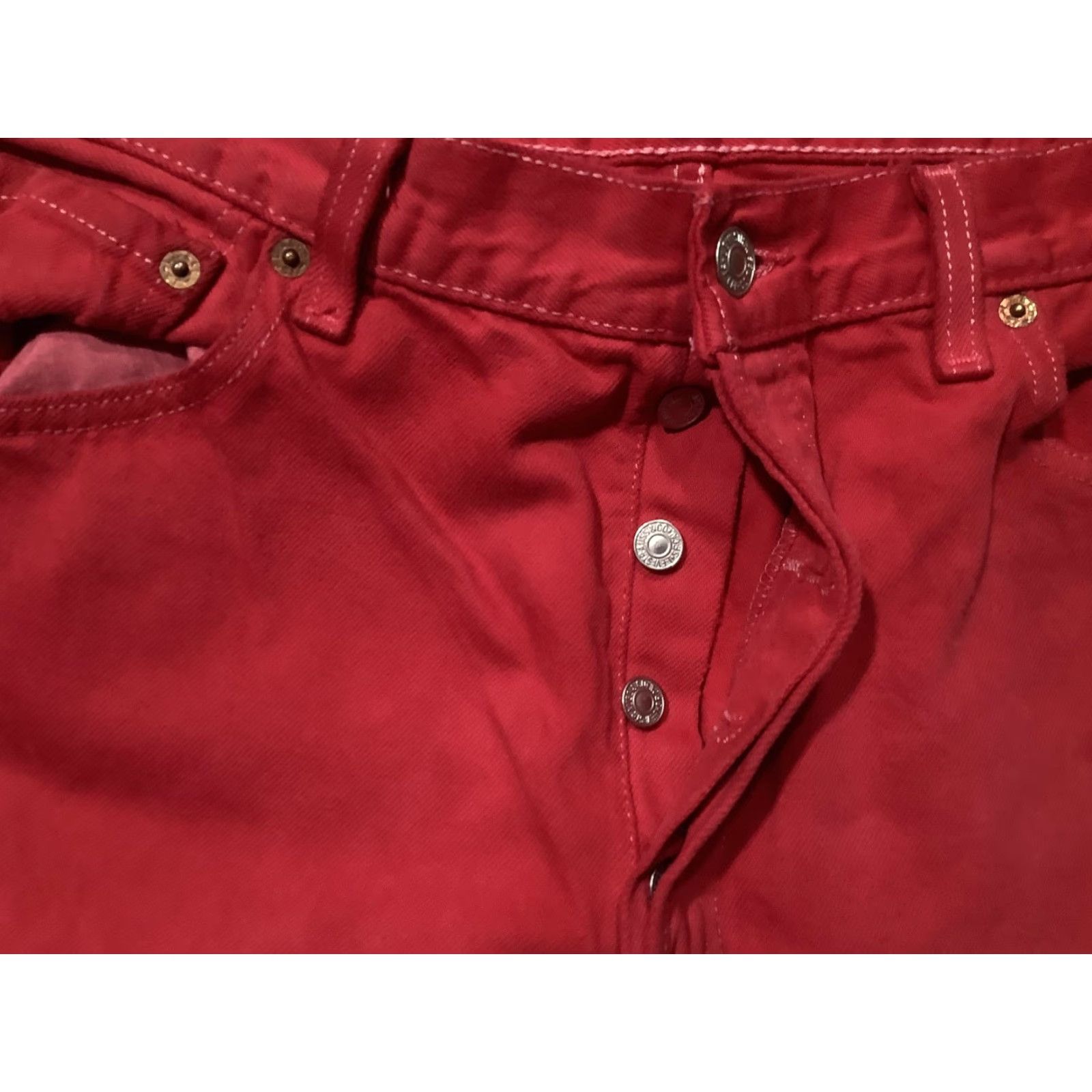 Levi's VINTAGE Levi's 501 Jeans Mens 32x29 Red Button Fly United States 90s Cotton Denim Straight Size US 32 / EU 48 - 5 Thumbnail