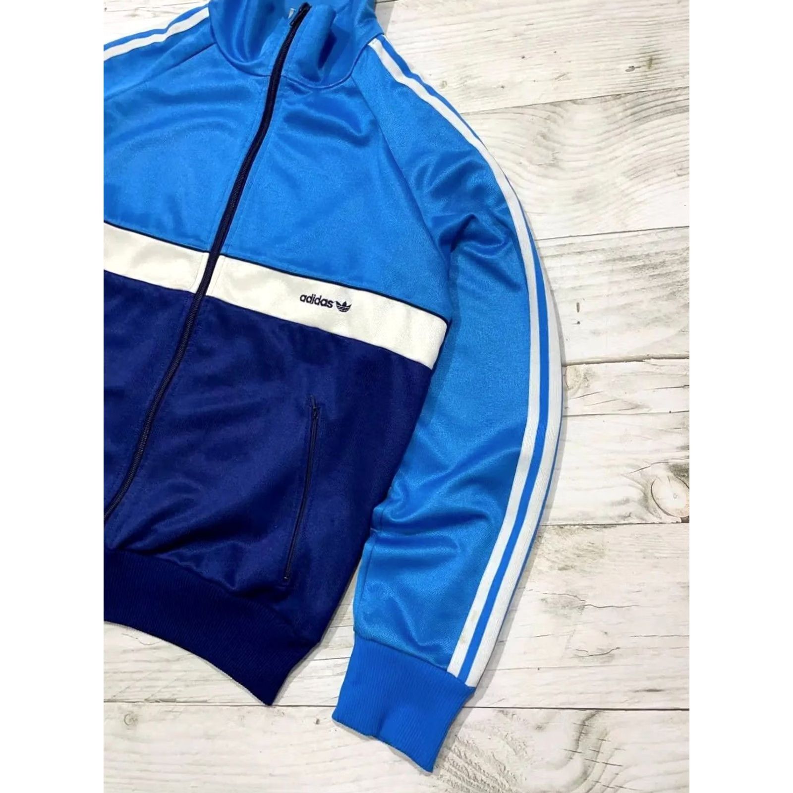 Adidas VINTAGE adidas Tracksuit Jacket Pant 2 Piece Men Size M Blue 80s Size 40R - 5 Thumbnail