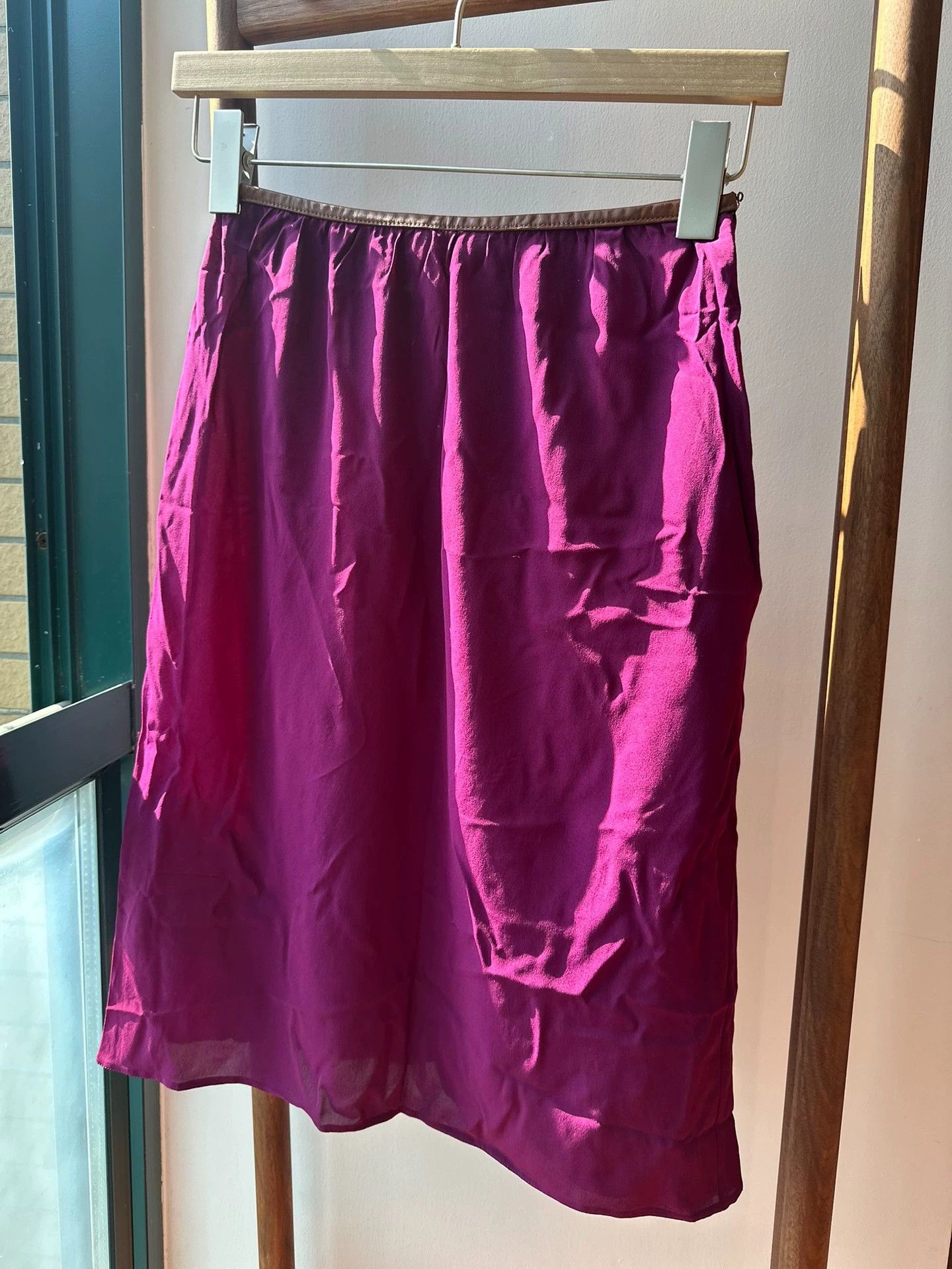 Prada Prada Silk & Leather Sheer Midi Skirt 38 98 New Size 26" / US 2 / IT 38 - 2 Thumbnail