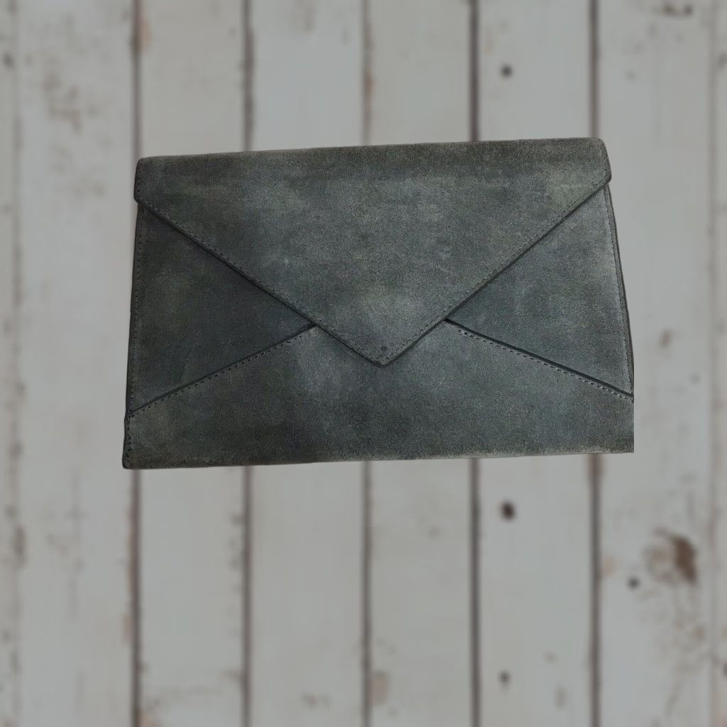 Banana Republic Banana Republic Blue Suede Clutch Bag Women's Medium Formal Casual Party Travel Leather Style Size ONE SIZE - 1 Thumbnail
