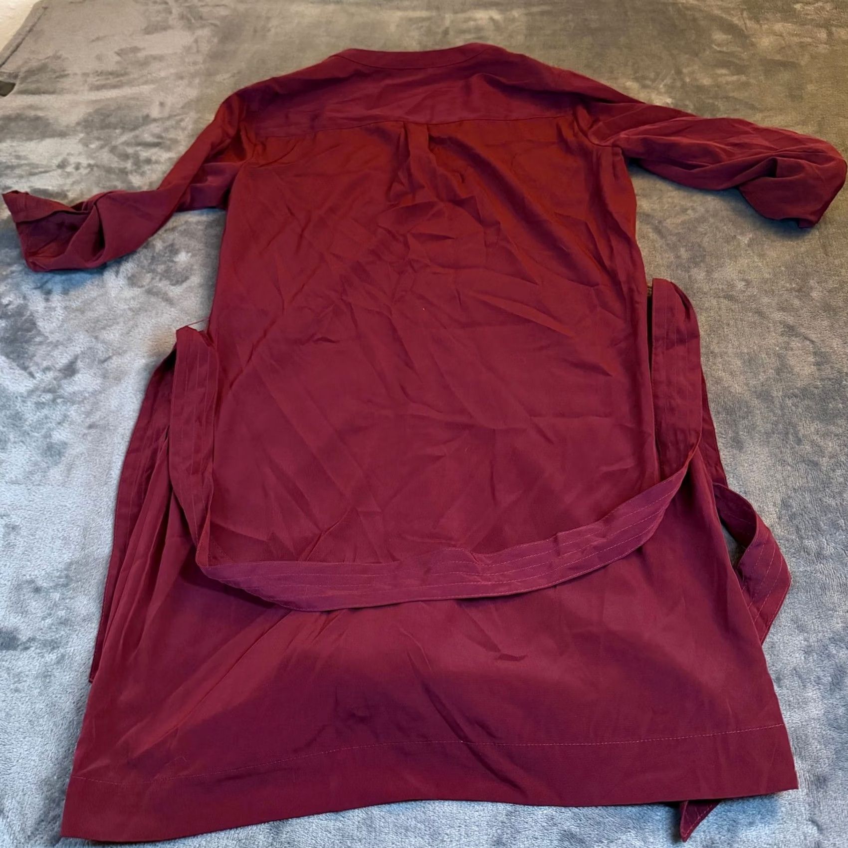 Express VINTAGE Express Burgundy Utility Style Button Front Dress Women's XS Long Sleeve Belted Size XS / US 0-2 / IT 36-38 - 4 Thumbnail