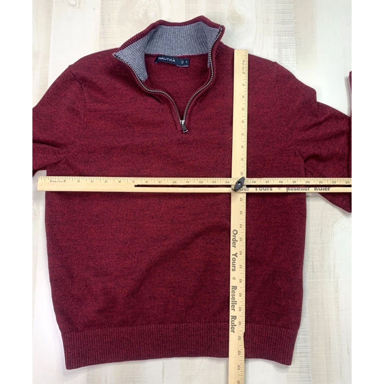 Nautica VINTAGE NAUTICA Knit Quart Zip Academic Aesthetic Preppy Men’s Sweater M Burgundy Embroidered Zipper Logo Mock Neck Long Sleeve Cotton Knit Size US M / EU 48-50 / 2 - 4 Thumbnail