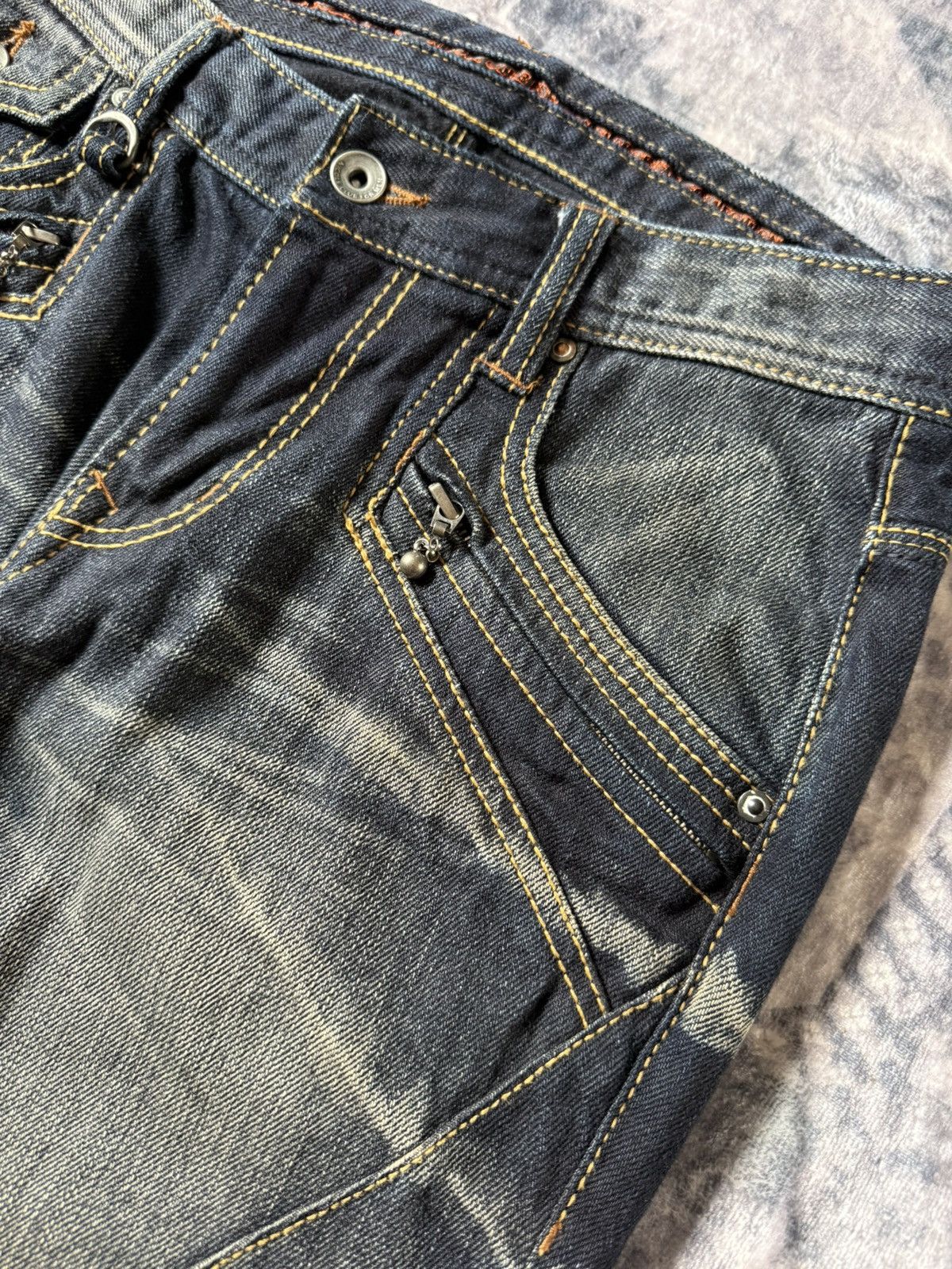 GOSTAR DE FUGA Nicole Club Muddy Wash Bold Contrast Stitched Flared Jeans Size US 30 / EU 46 - 10 Thumbnail